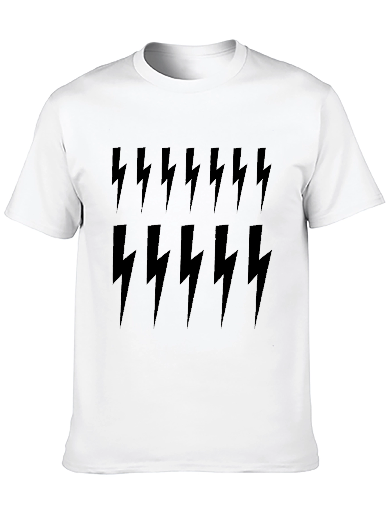 Lightning Bolt Print Tee - Black Cotton Casual