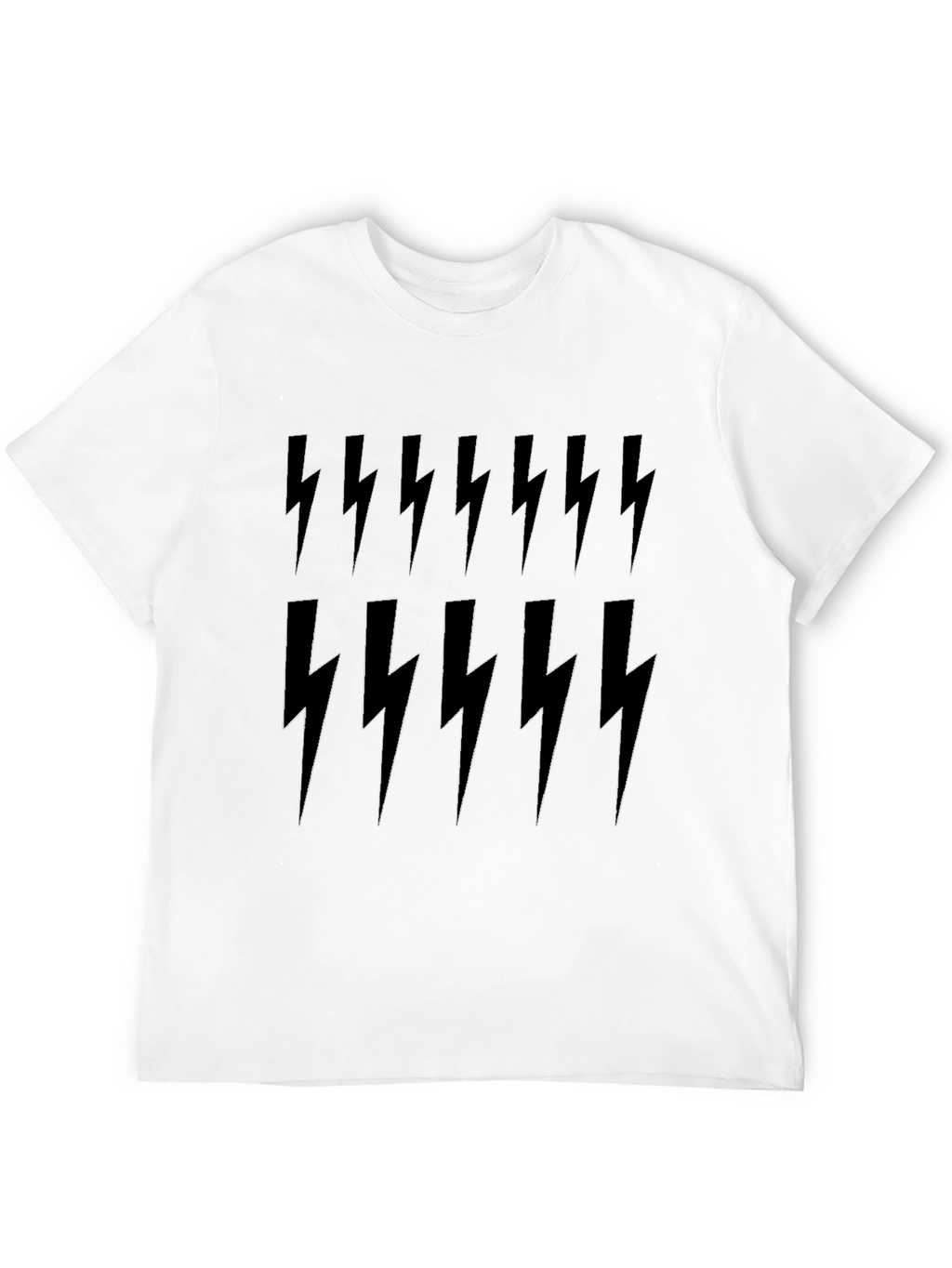 Lightning Bolt Print Tee - Black Cotton Casual