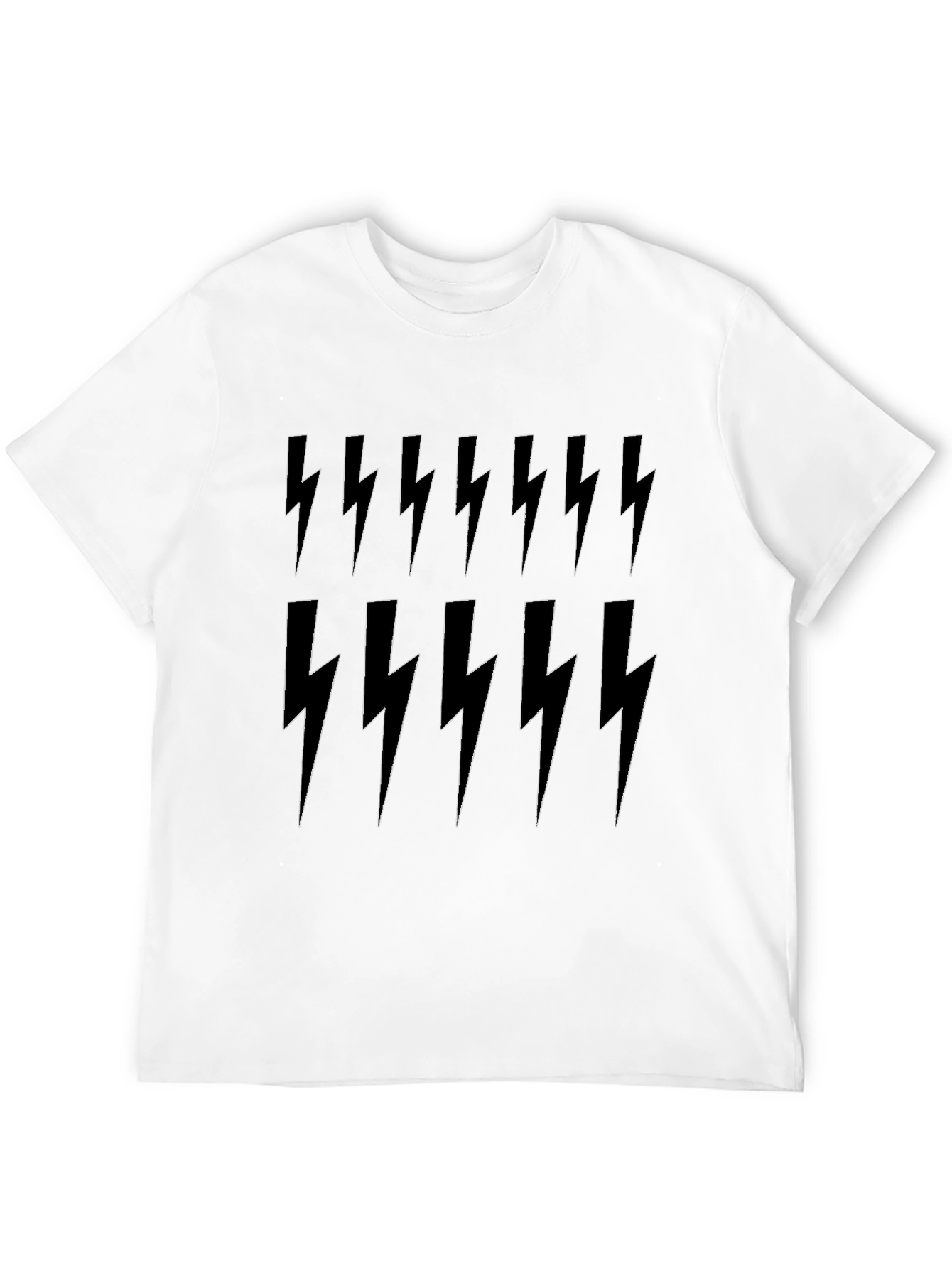 Lightning Bolt Print Tee - Black Cotton Casual