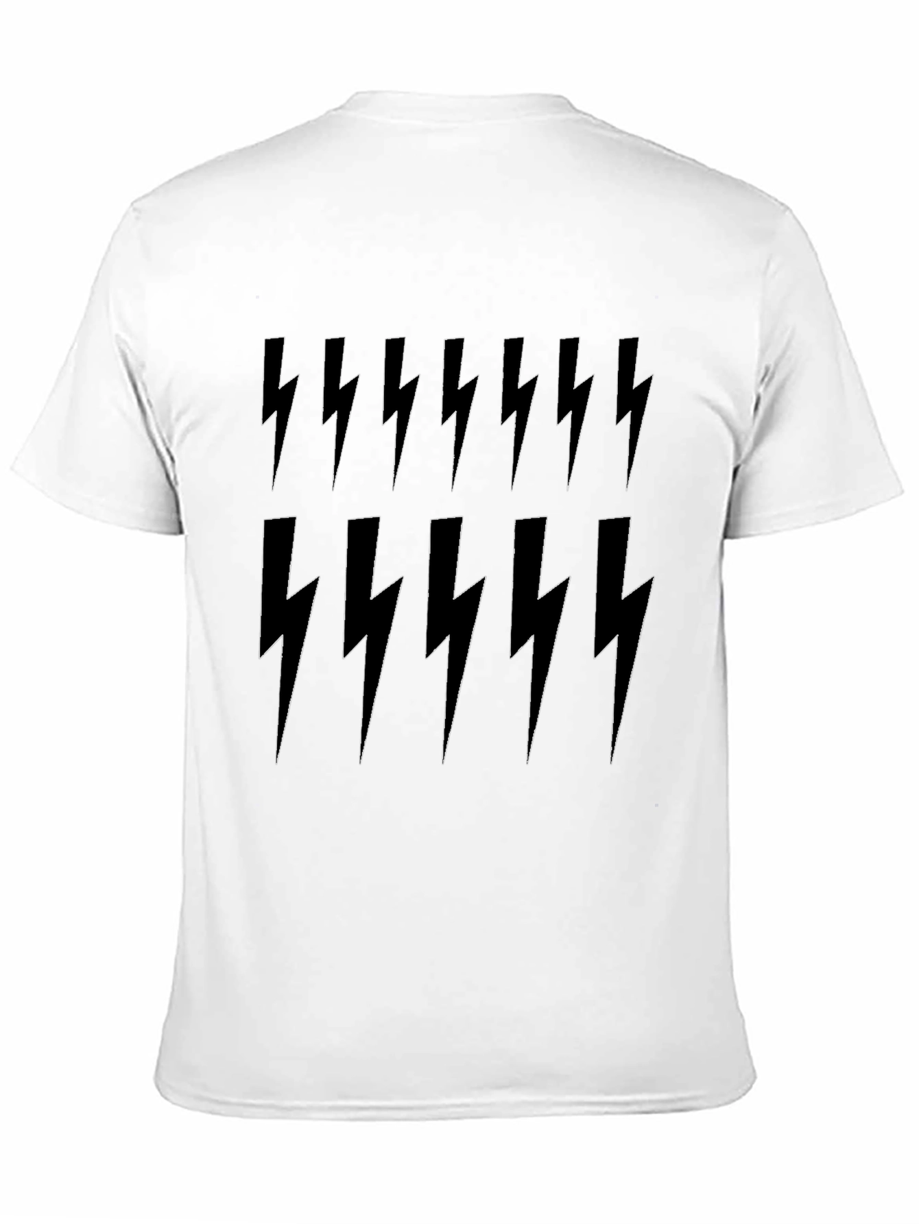 Lightning Bolt Print Tee - Black Cotton Casual