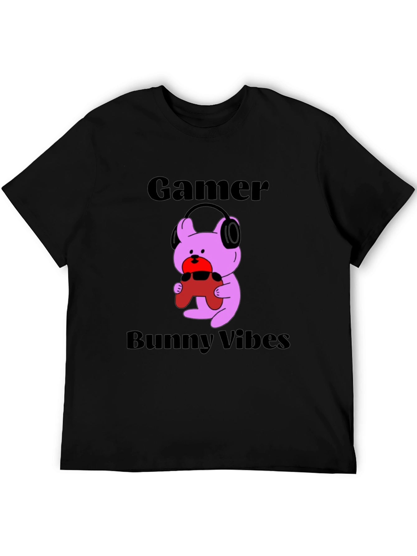 Gamer Bunny Vibes Black T-Shirt