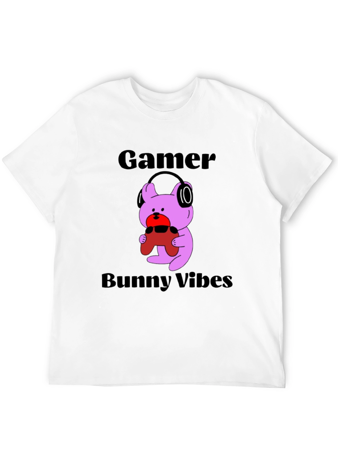 Gamer Bunny Vibes Black T-Shirt