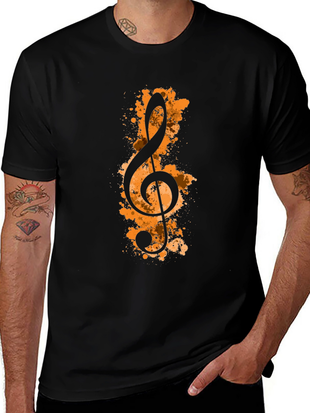 Music Note Graphic Black T-Shirt