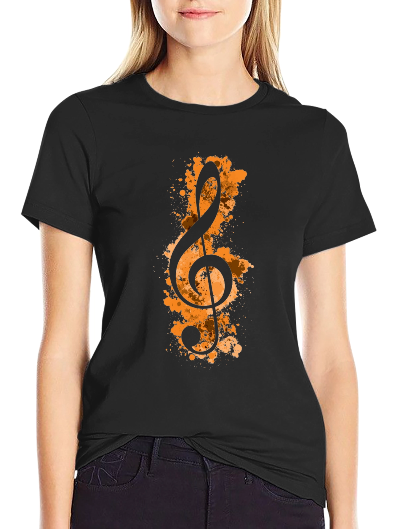 Music Note Graphic Black T-Shirt