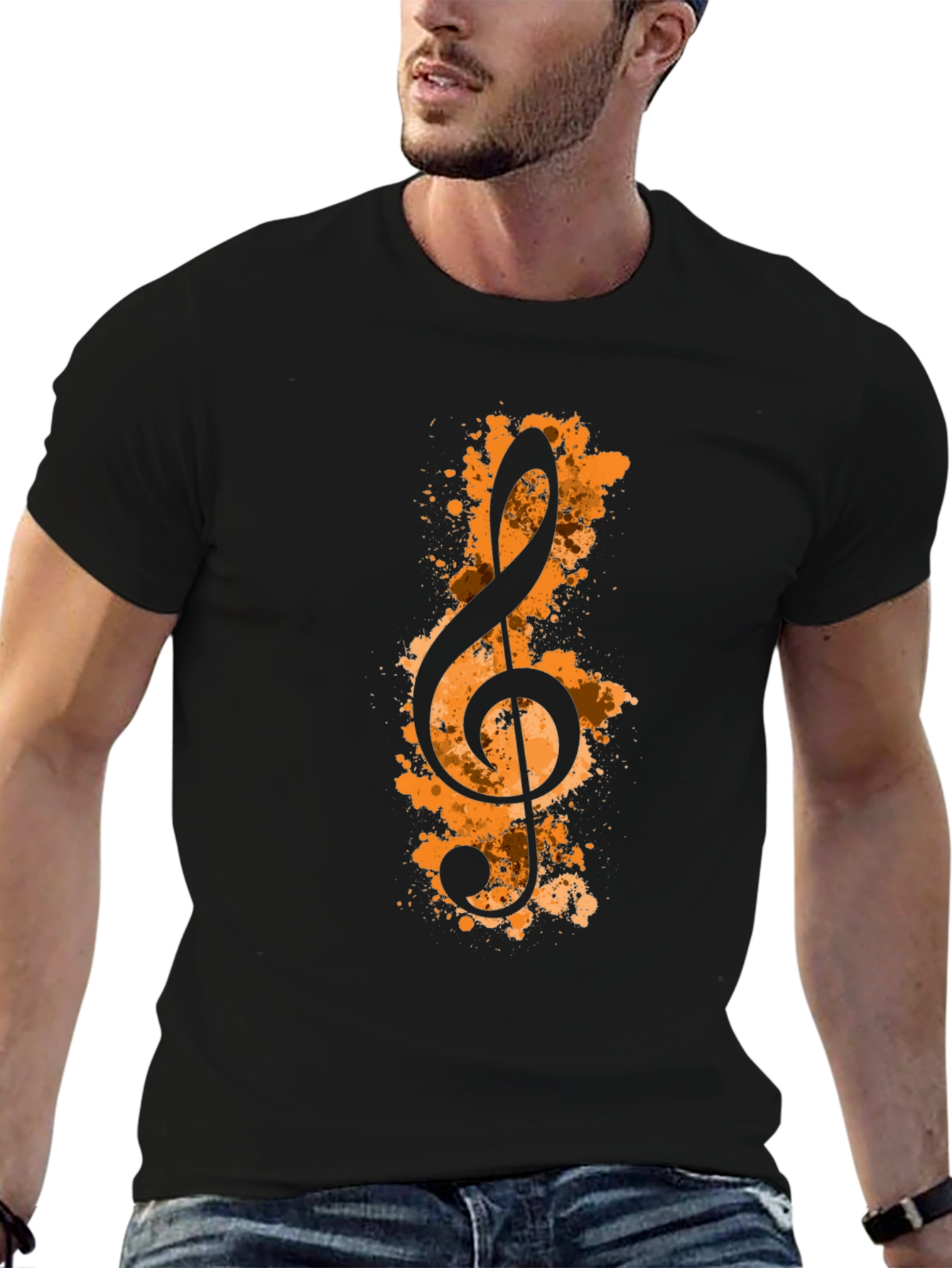 Music Note Graphic Black T-Shirt