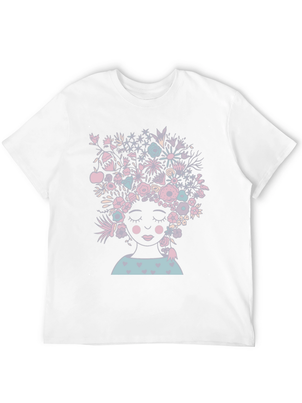 Floral Woman Graphic Tee - Black Cotton T-Shirt