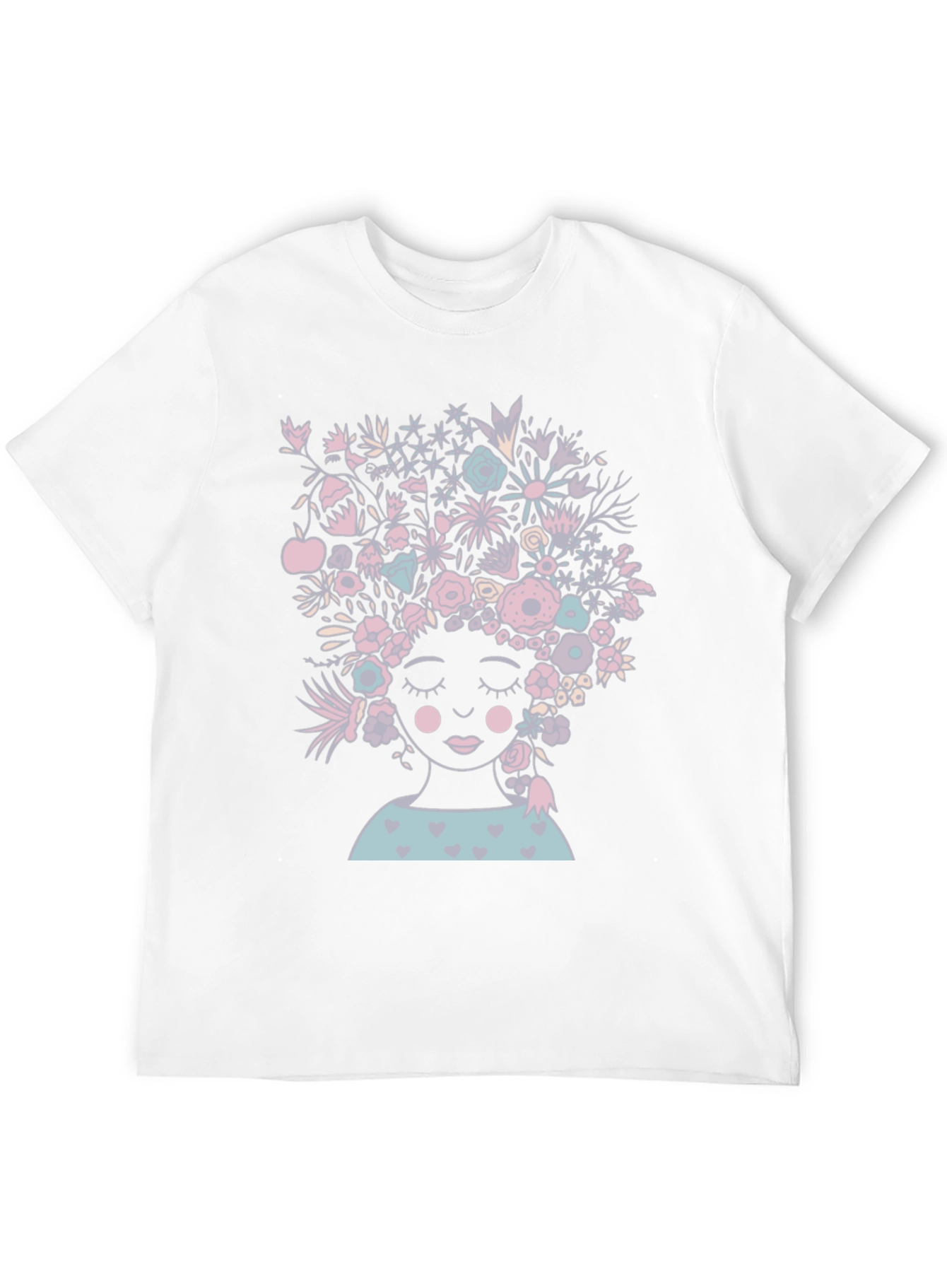Floral Woman Graphic Tee - Black Cotton T-Shirt