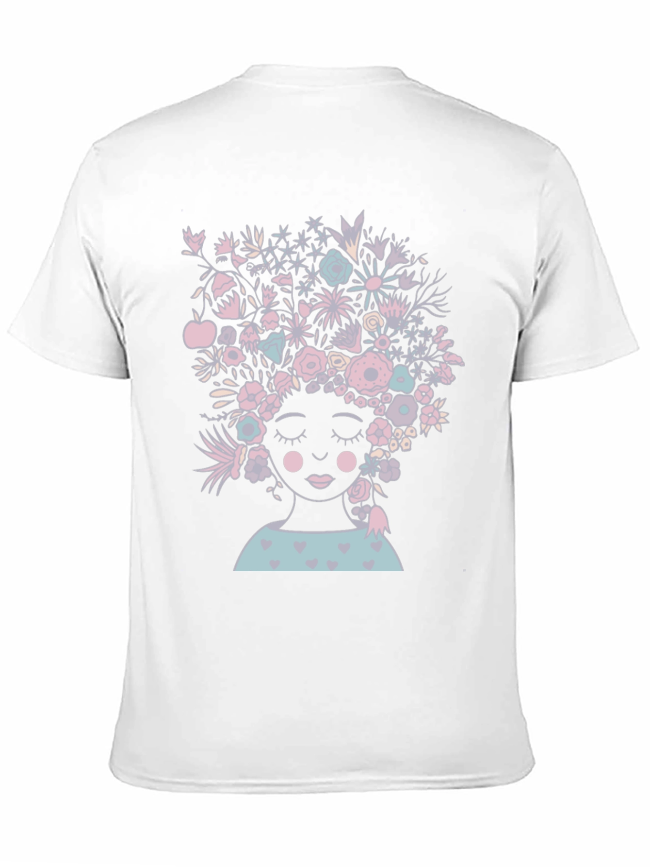 Floral Woman Graphic Tee - Black Cotton T-Shirt