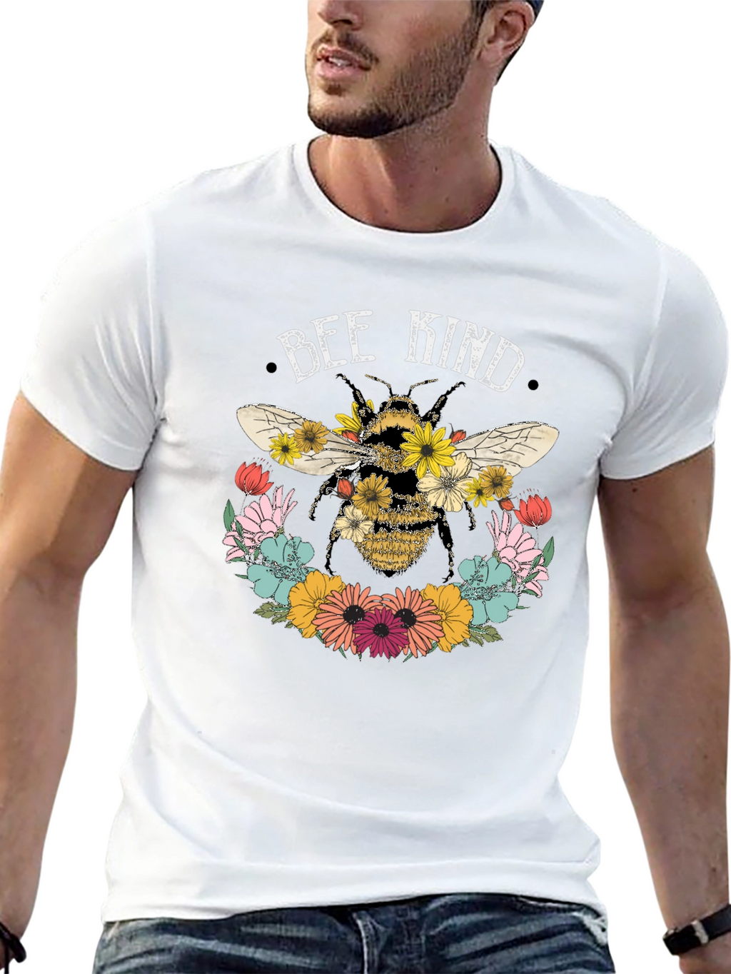 Bee Kind Floral Graphic Tee - Black