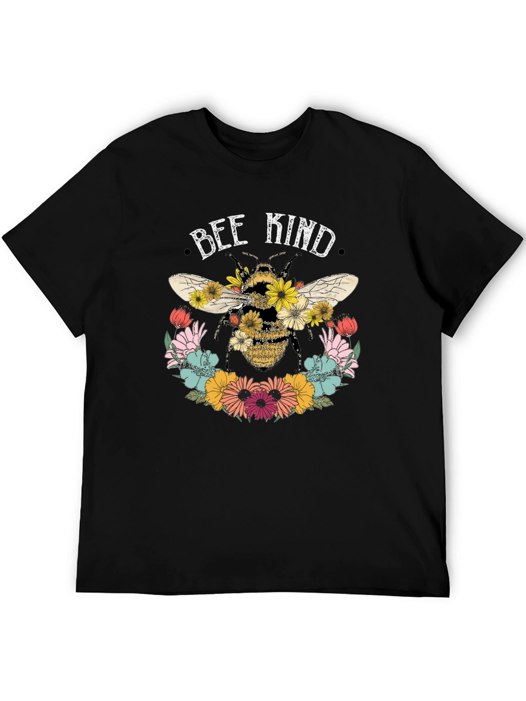 Bee Kind Floral Graphic Tee - Black