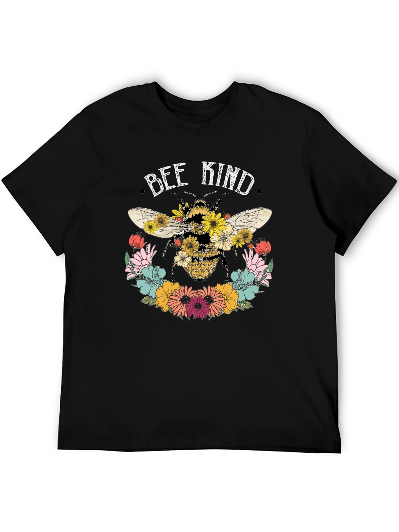 Bee Kind Floral Graphic Tee - Black
