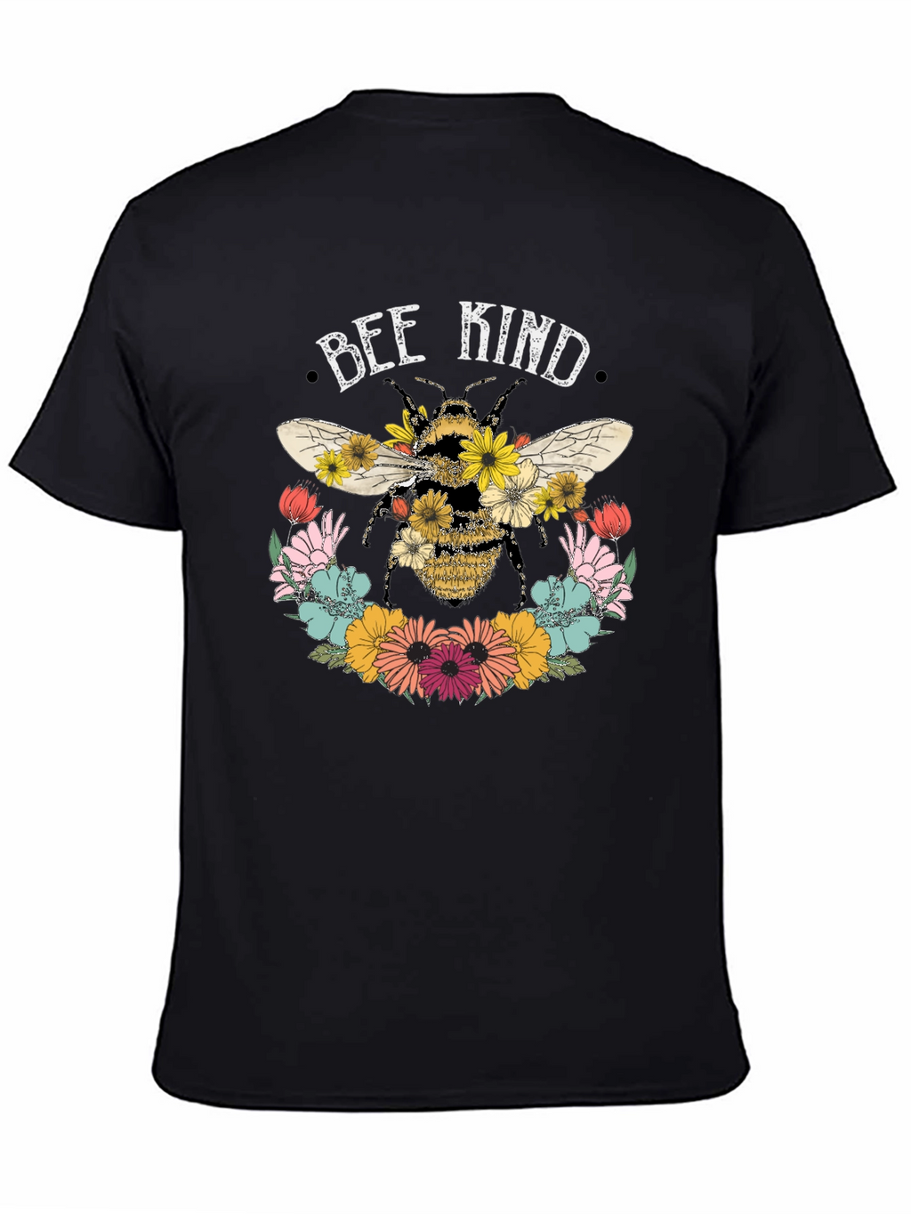 Bee Kind Floral Graphic Tee - Black