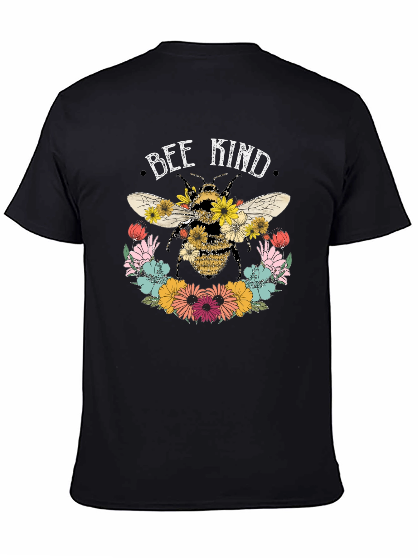 Bee Kind Floral Graphic Tee - Black