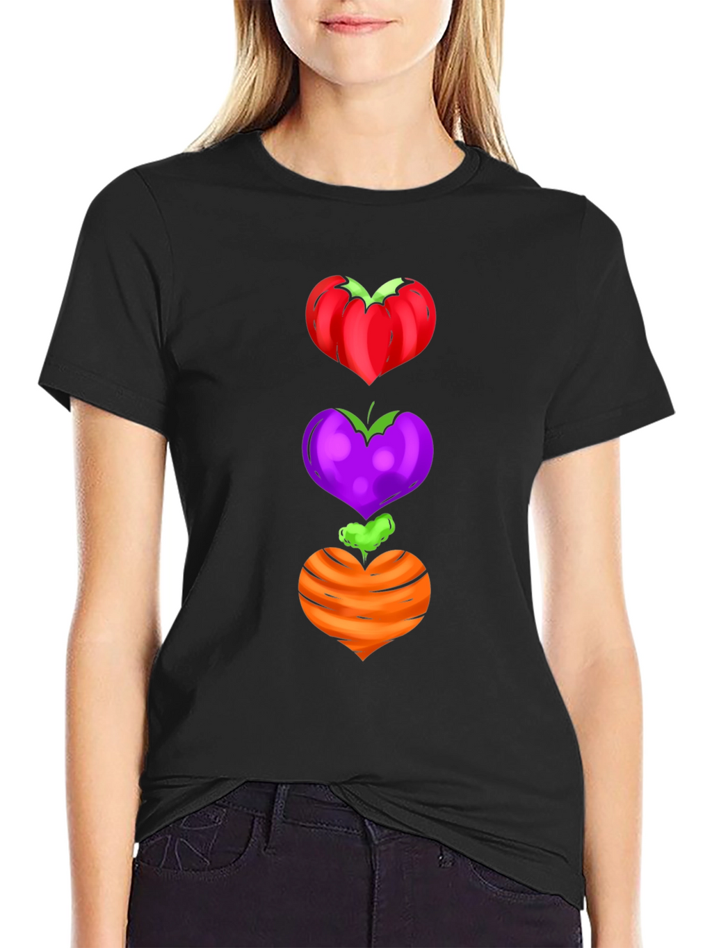 Veggie Heart Stack Tee - Unique Graphic Shirt