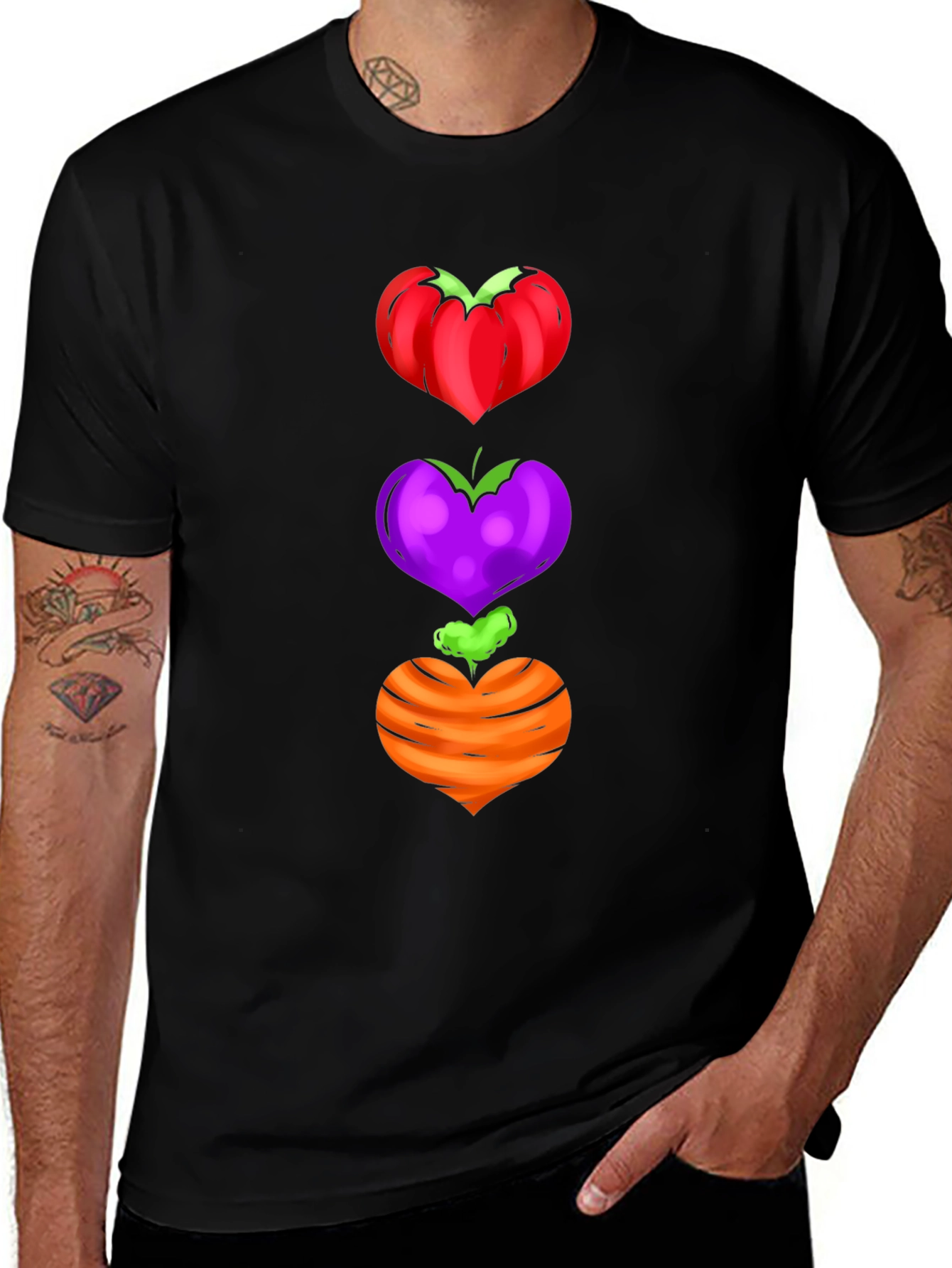 Veggie Heart Stack Tee - Unique Graphic Shirt