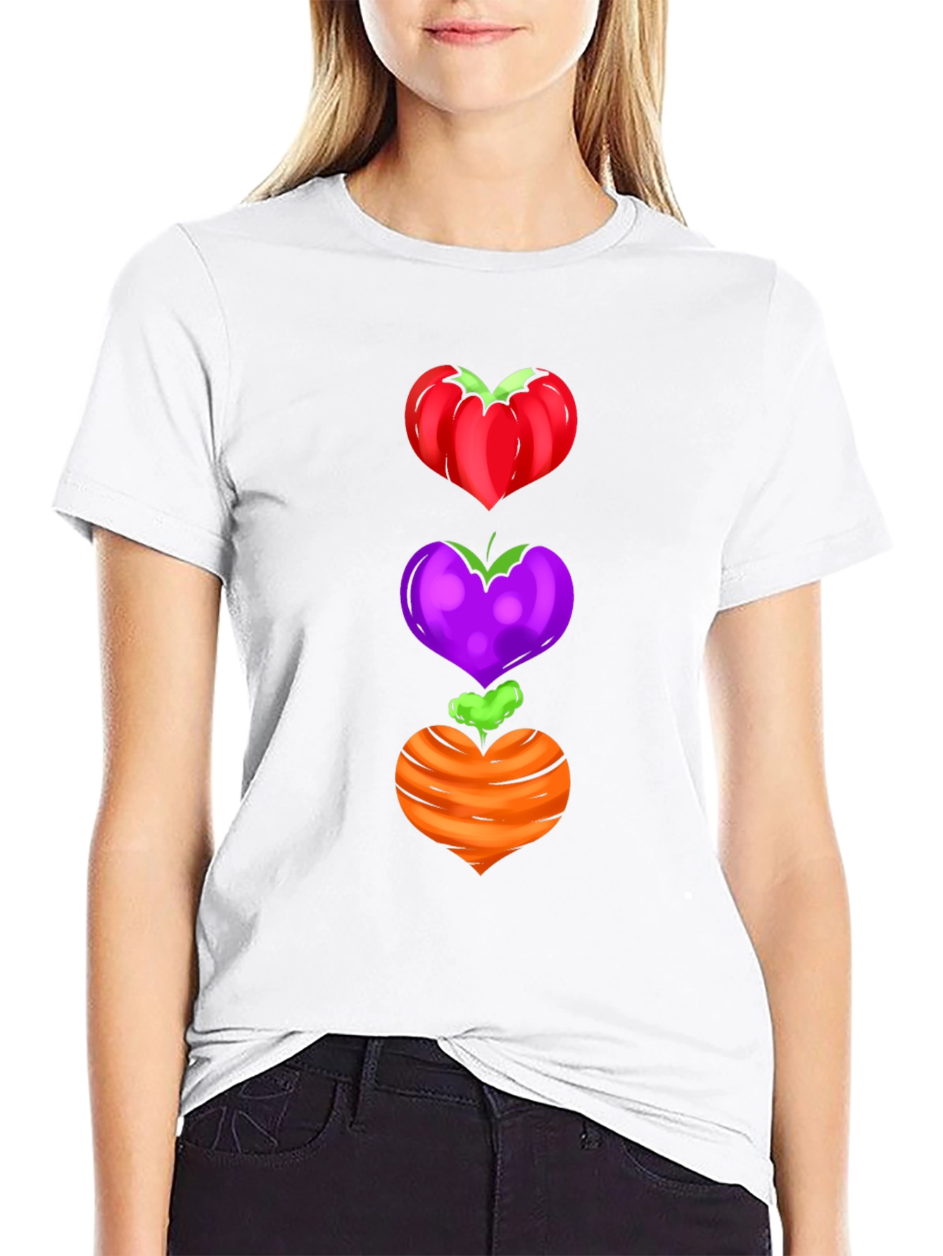 Veggie Heart Stack Tee - Unique Graphic Shirt