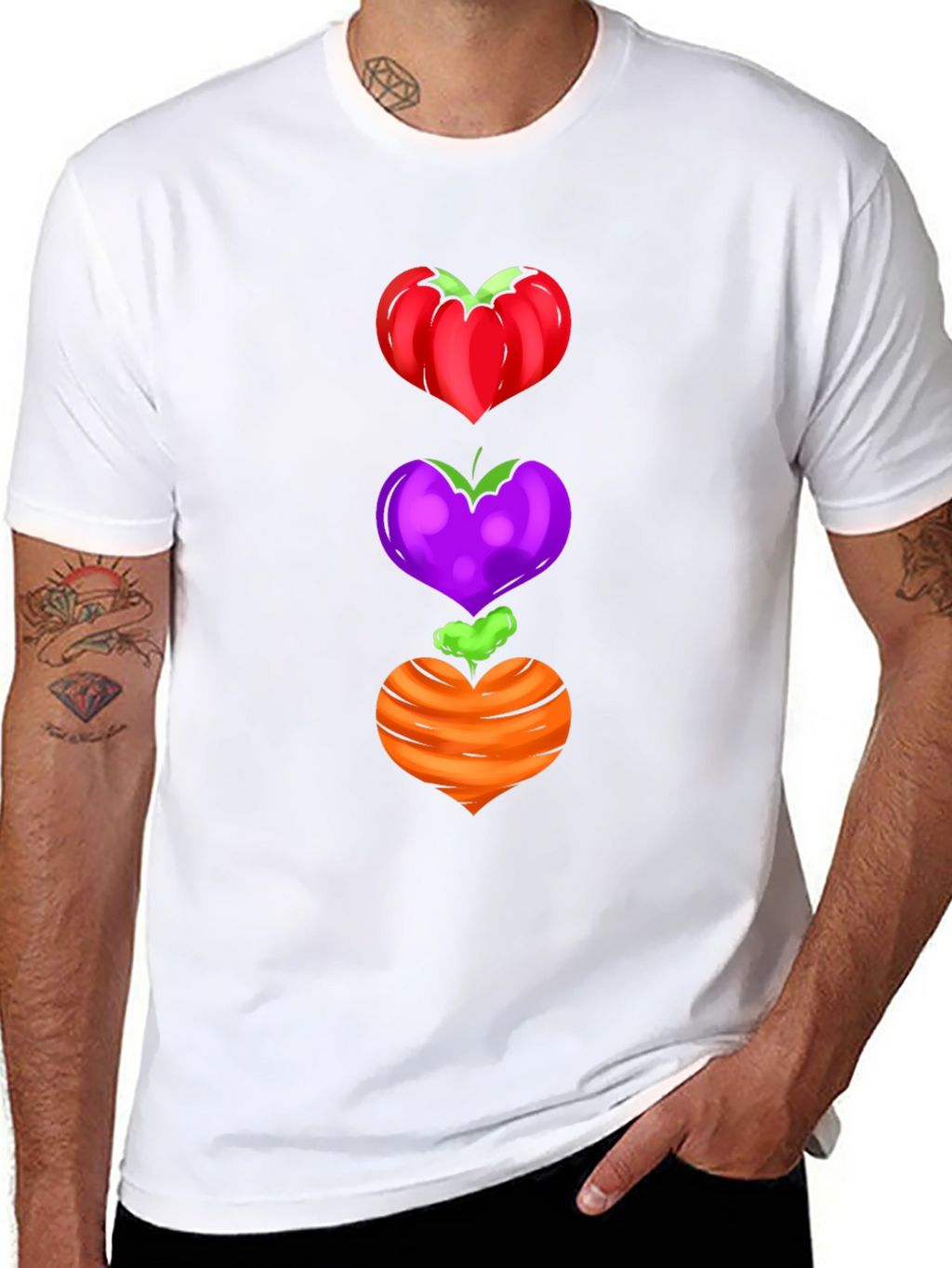 Veggie Heart Stack Tee - Unique Graphic Shirt