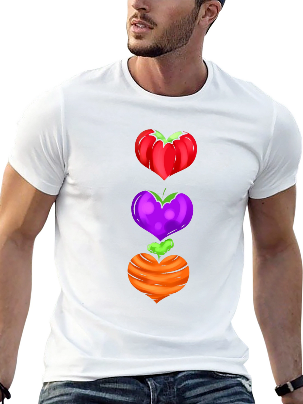 Veggie Heart Stack Tee - Unique Graphic Shirt