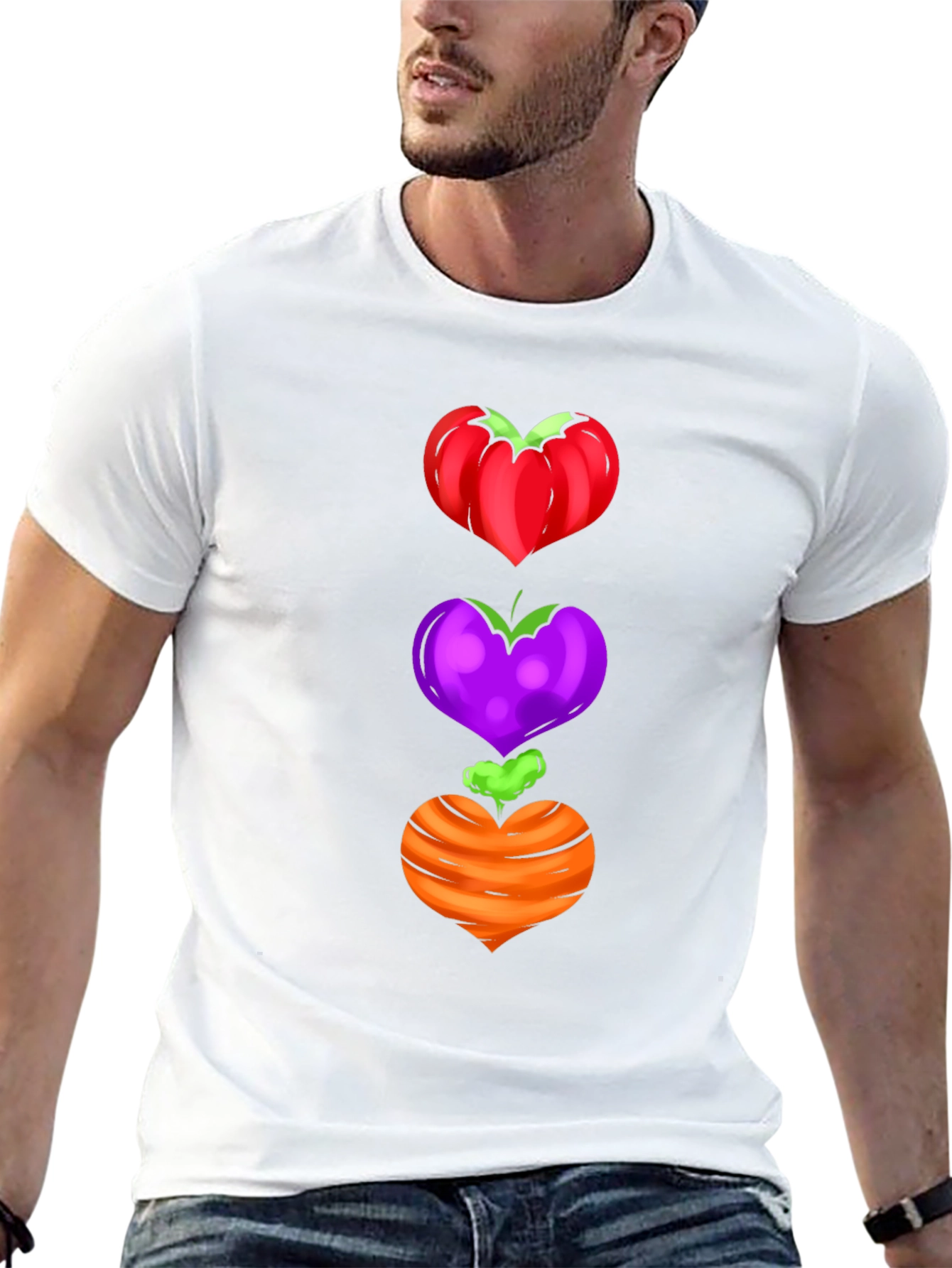 Veggie Heart Stack Tee - Unique Graphic Shirt