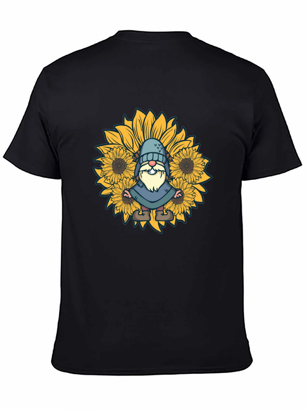 Sunflower Gnome Black T-Shirt