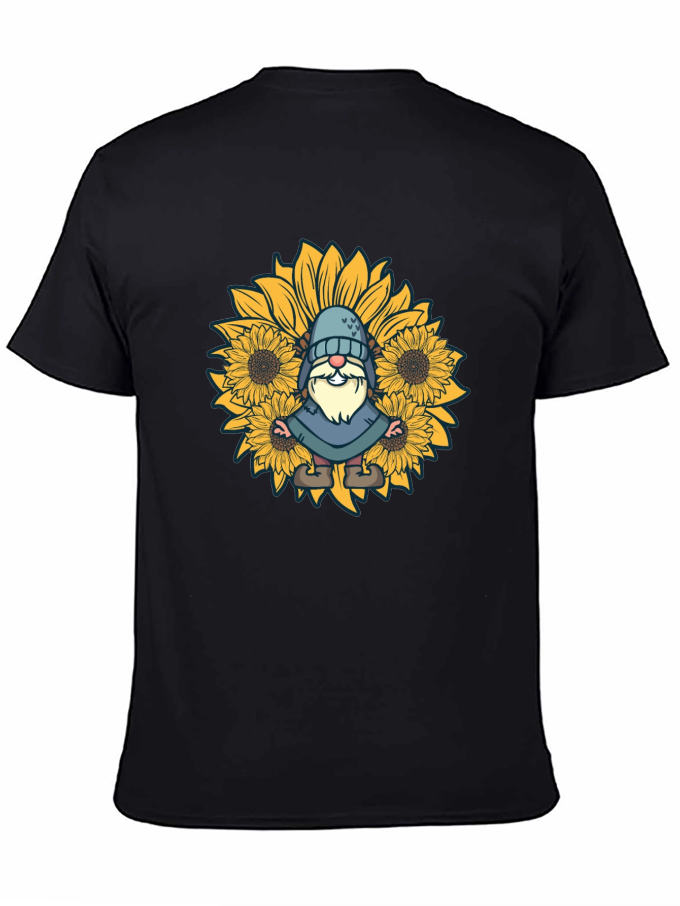 Sunflower Gnome Black T-Shirt