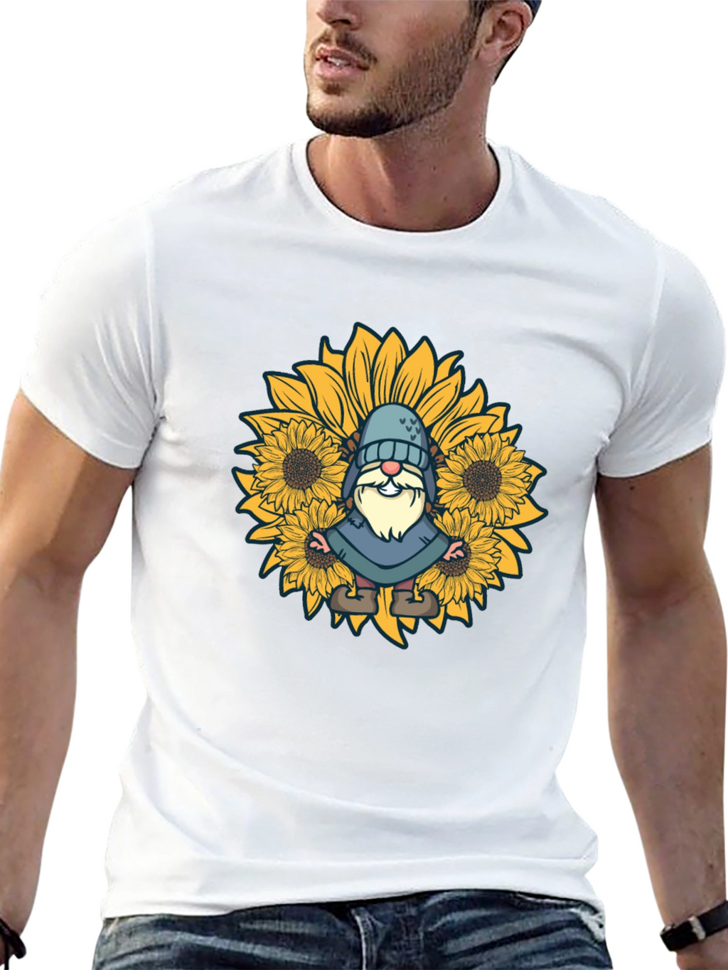 Sunflower Gnome Black T-Shirt
