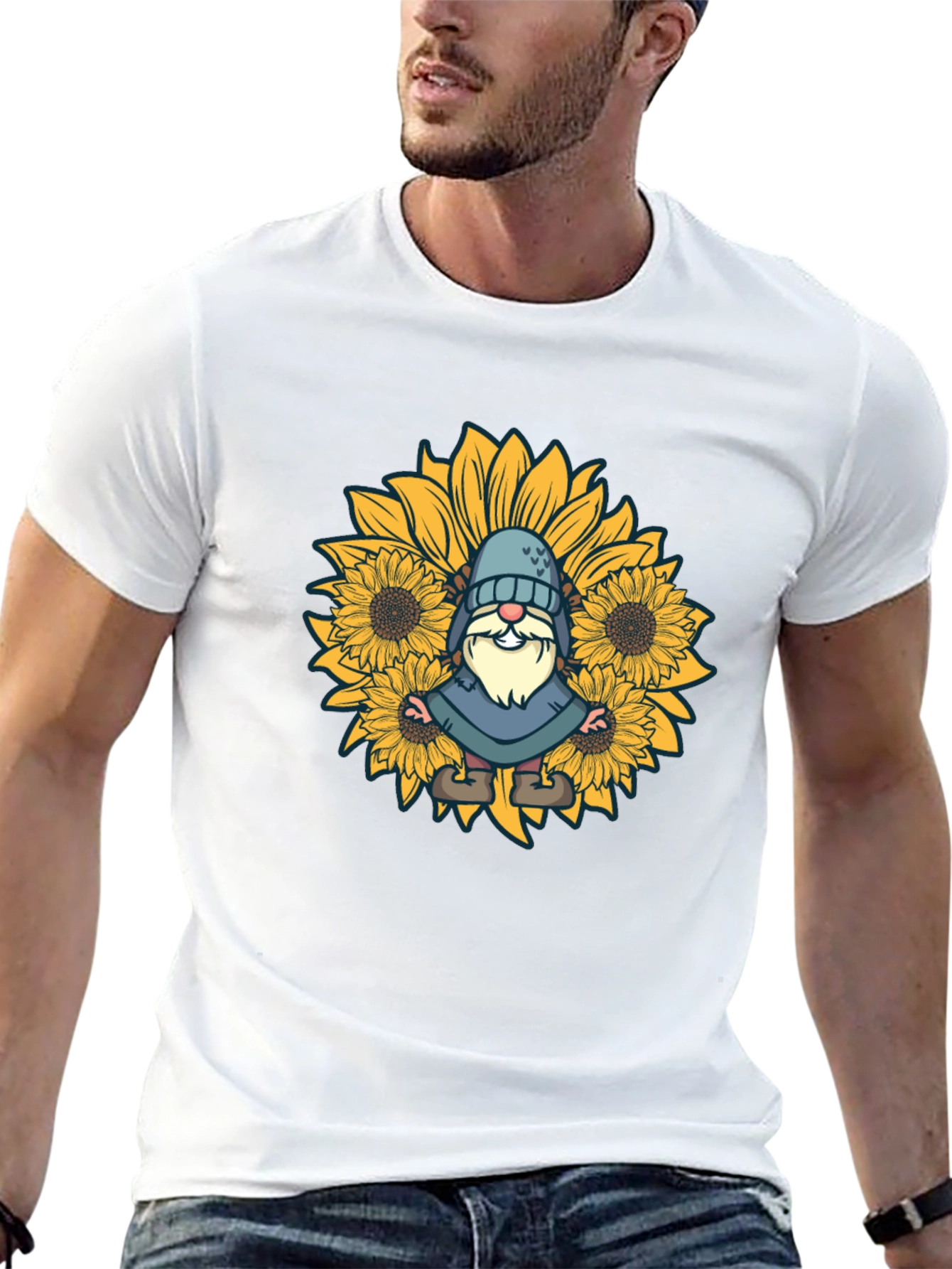 Sunflower Gnome Black T-Shirt