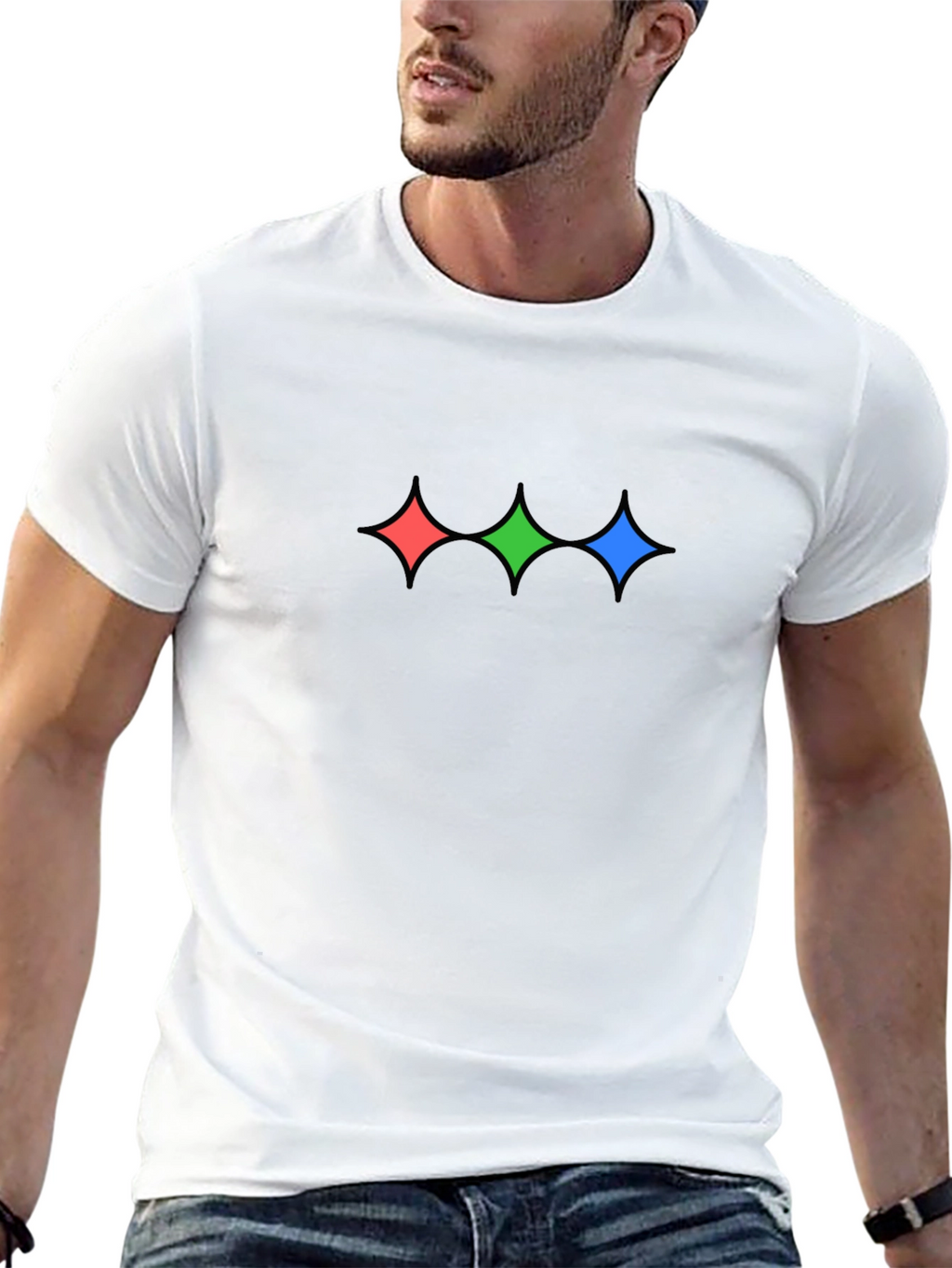 Stylish Black T-Shirt with Geometric Starburst Design