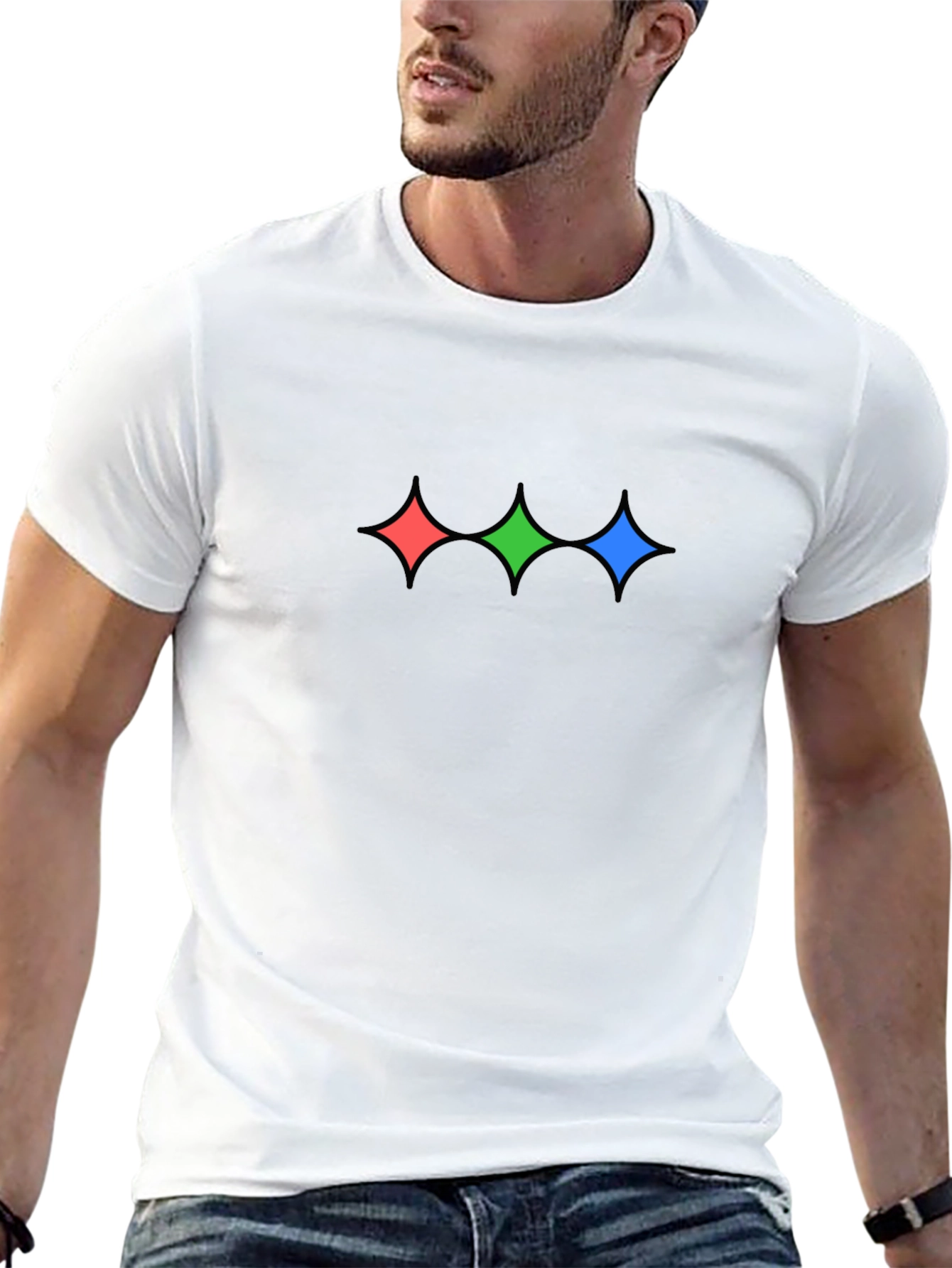 Stylish Black T-Shirt with Geometric Starburst Design