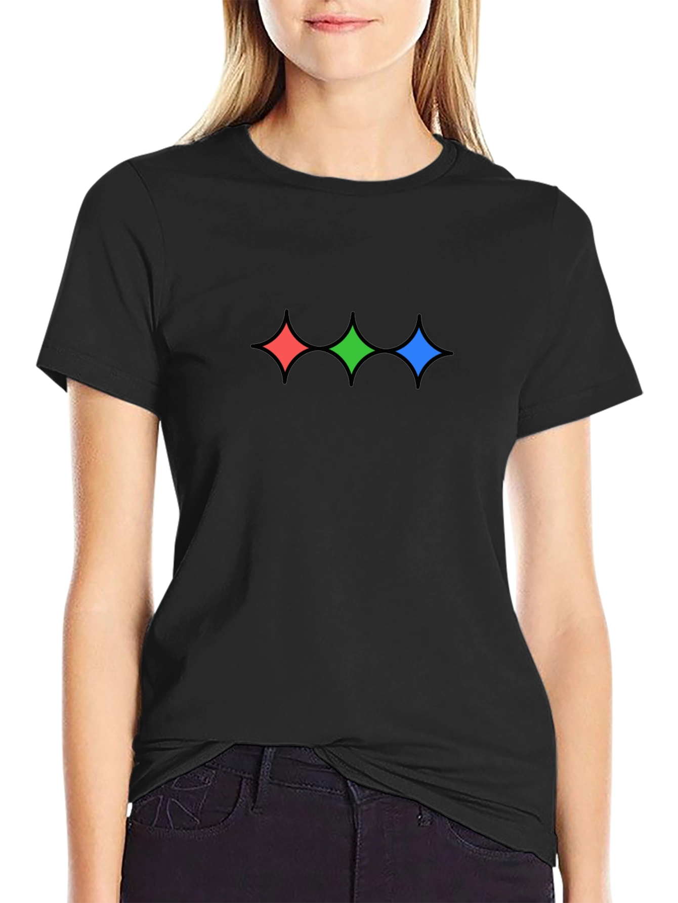 Stylish Black T-Shirt with Geometric Starburst Design