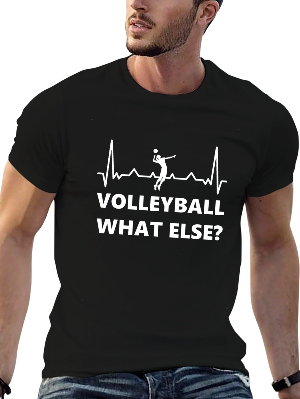 Volleyball Heartbeat Graphic Tee - Black Casual T-Shirt