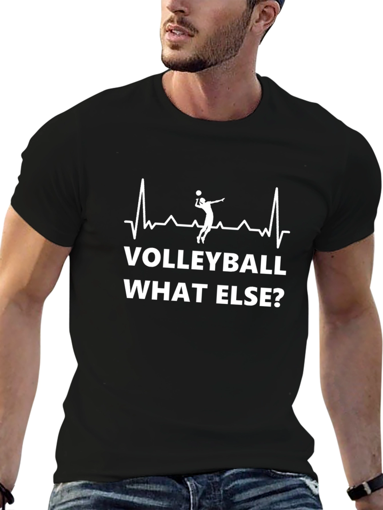 Volleyball Heartbeat Graphic Tee - Black Casual T-Shirt