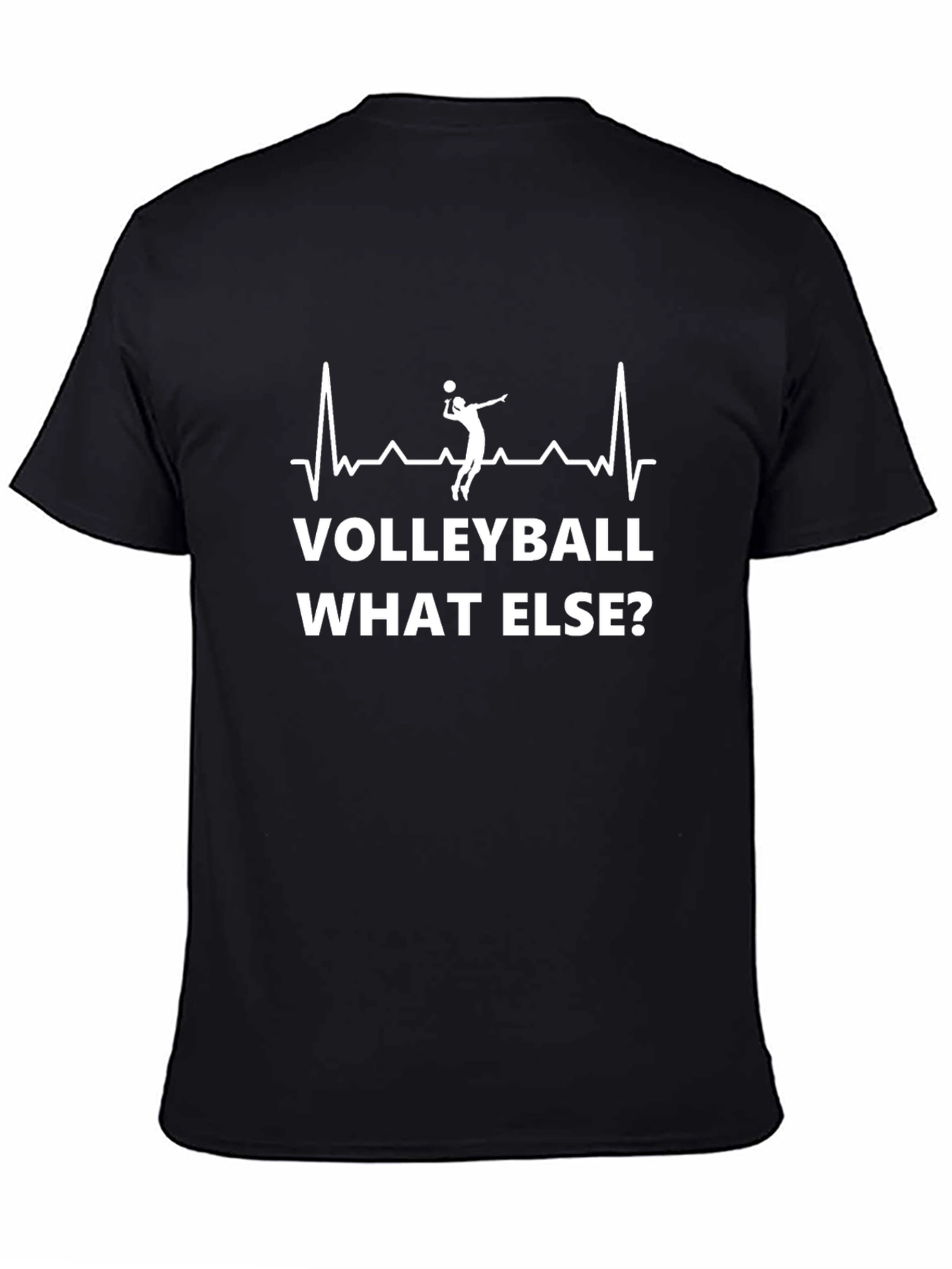 Volleyball Heartbeat Graphic Tee - Black Casual T-Shirt