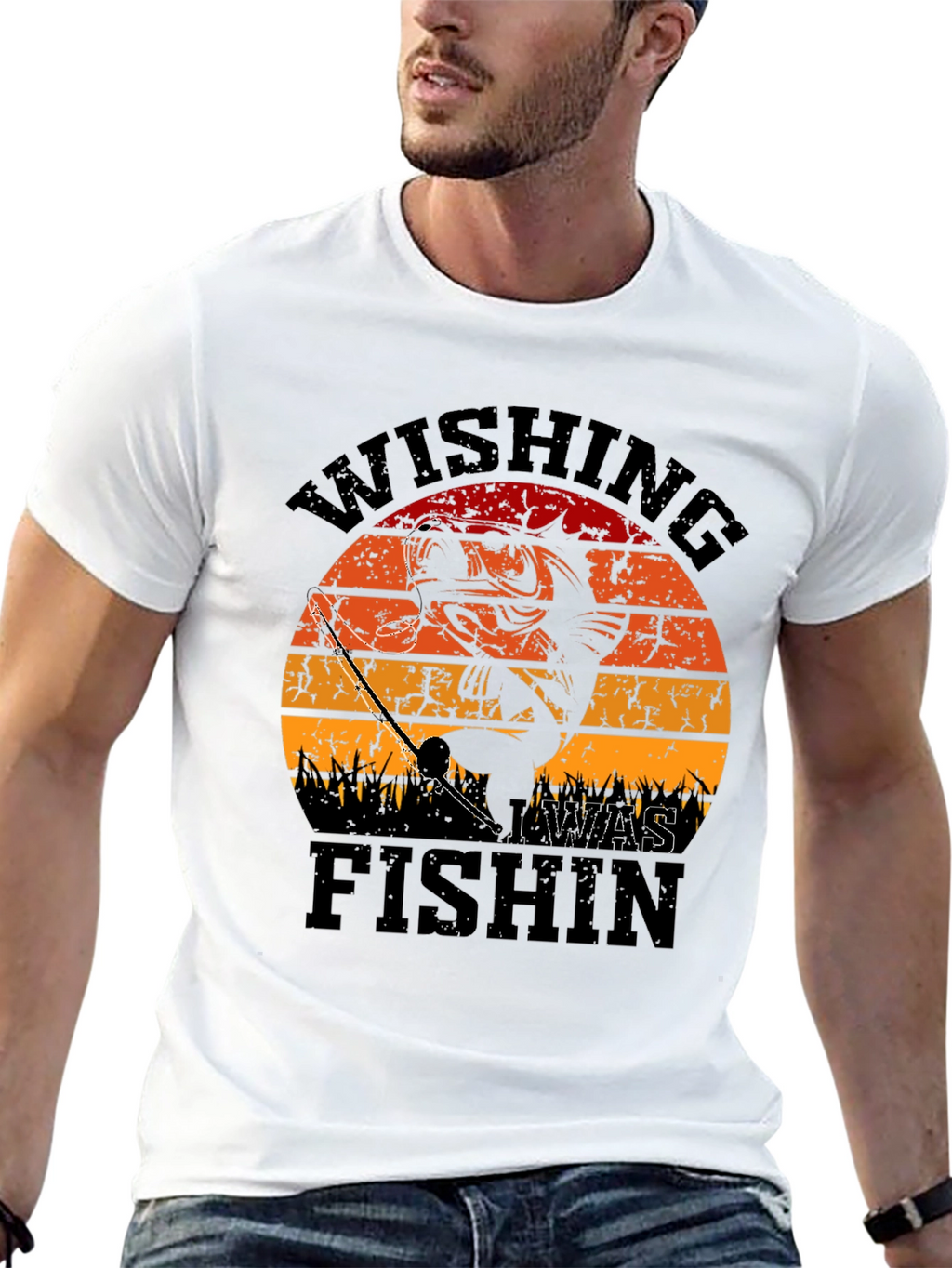 Wishing I Was Fishin T-Shirt - Fisherman Gift