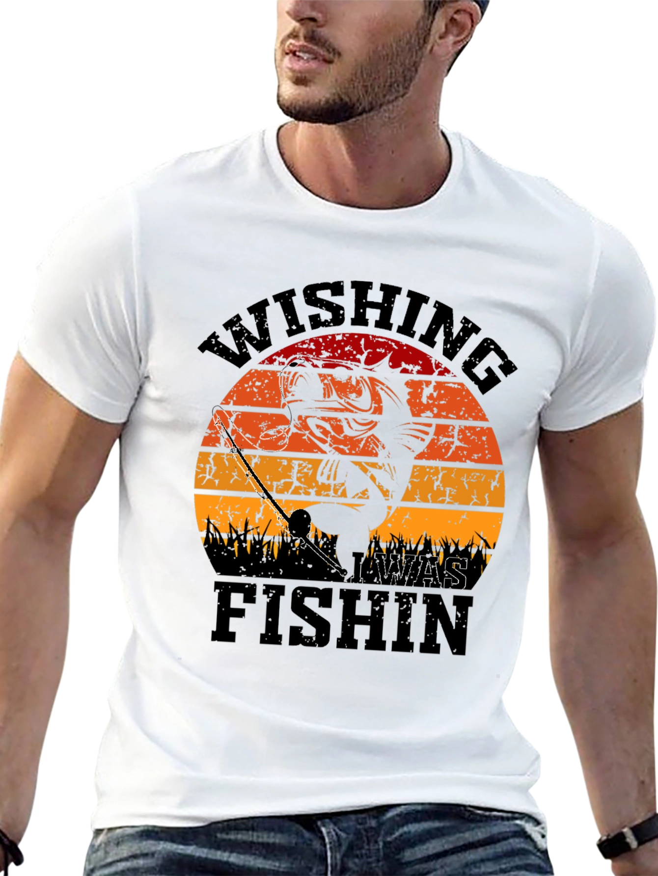 Wishing I Was Fishin T-Shirt - Fisherman Gift