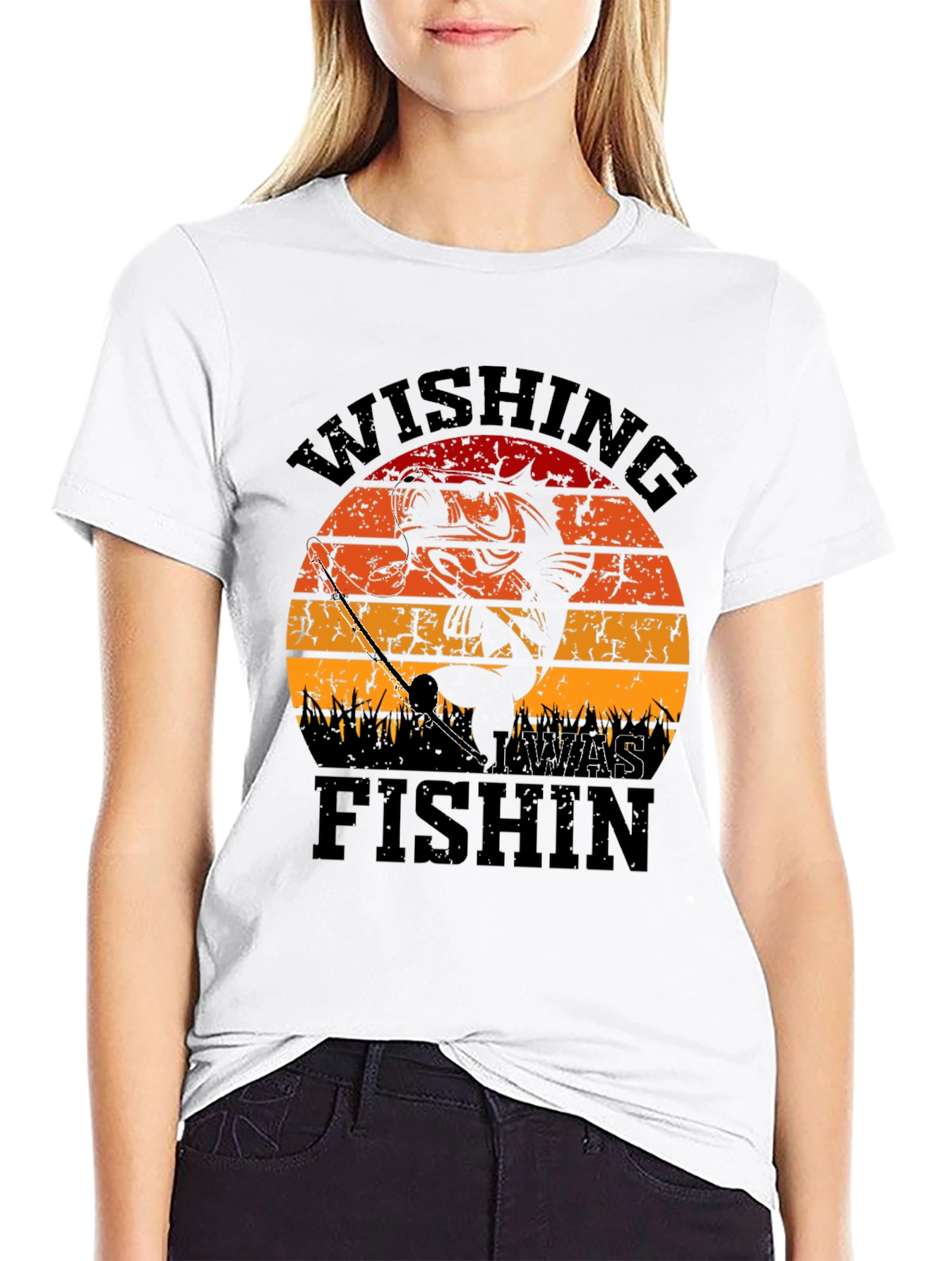 Wishing I Was Fishin T-Shirt - Fisherman Gift