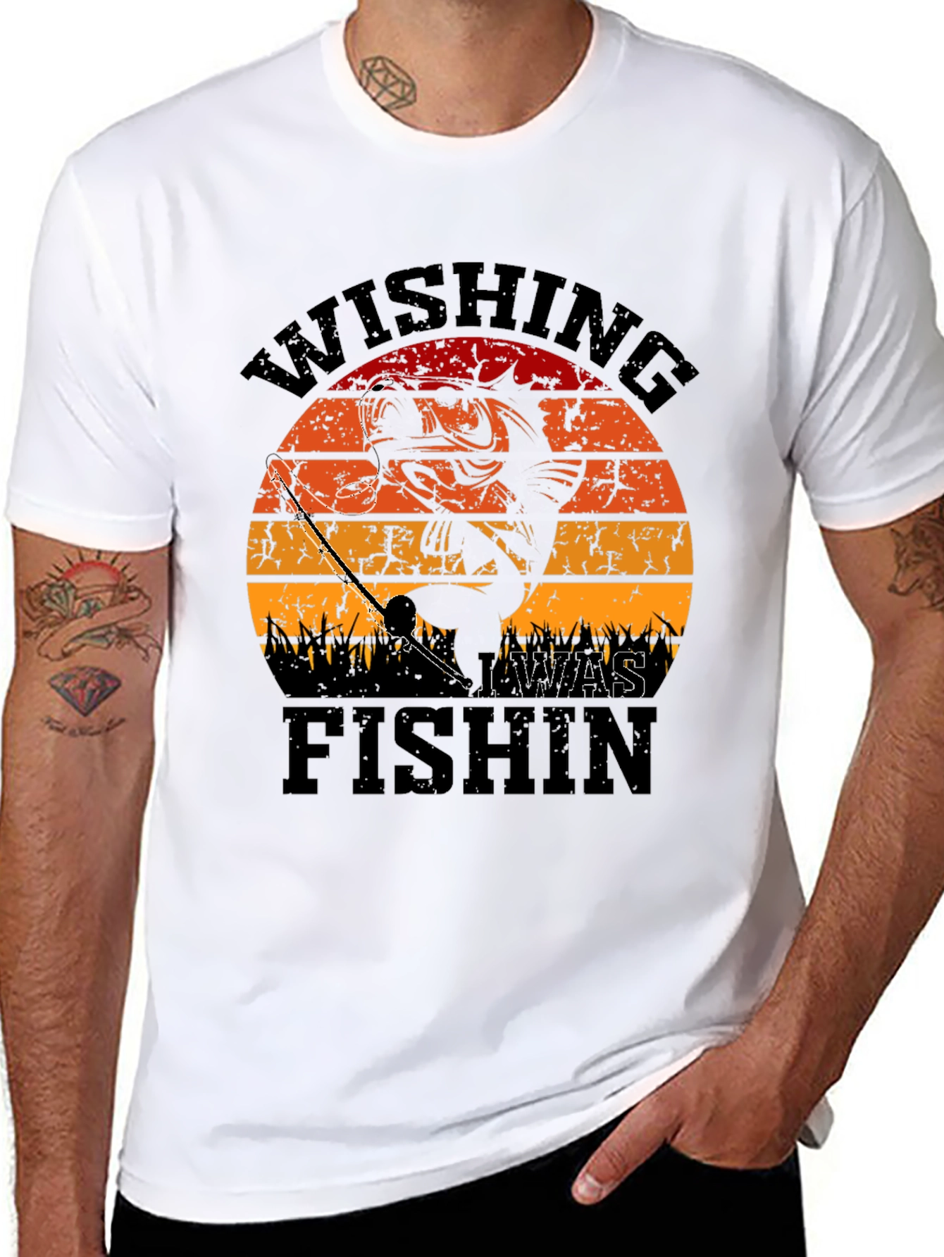 Wishing I Was Fishin T-Shirt - Fisherman Gift