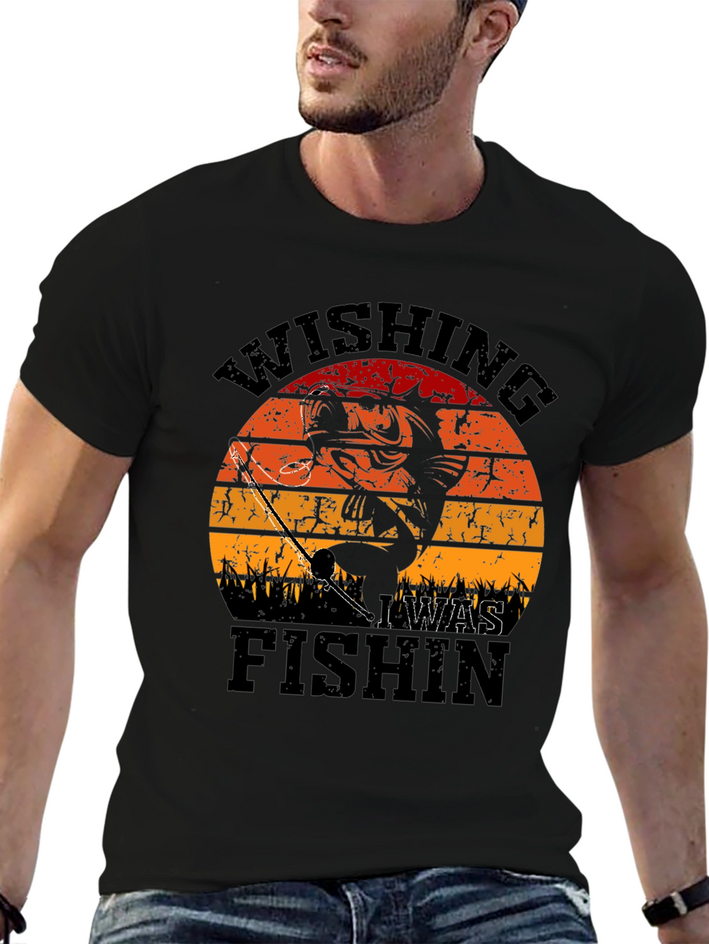 Wishing I Was Fishin T-Shirt - Fisherman Gift