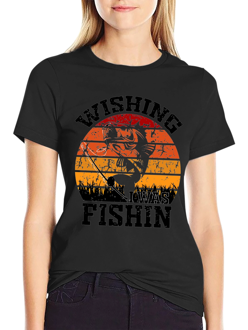 Wishing I Was Fishin T-Shirt - Fisherman Gift