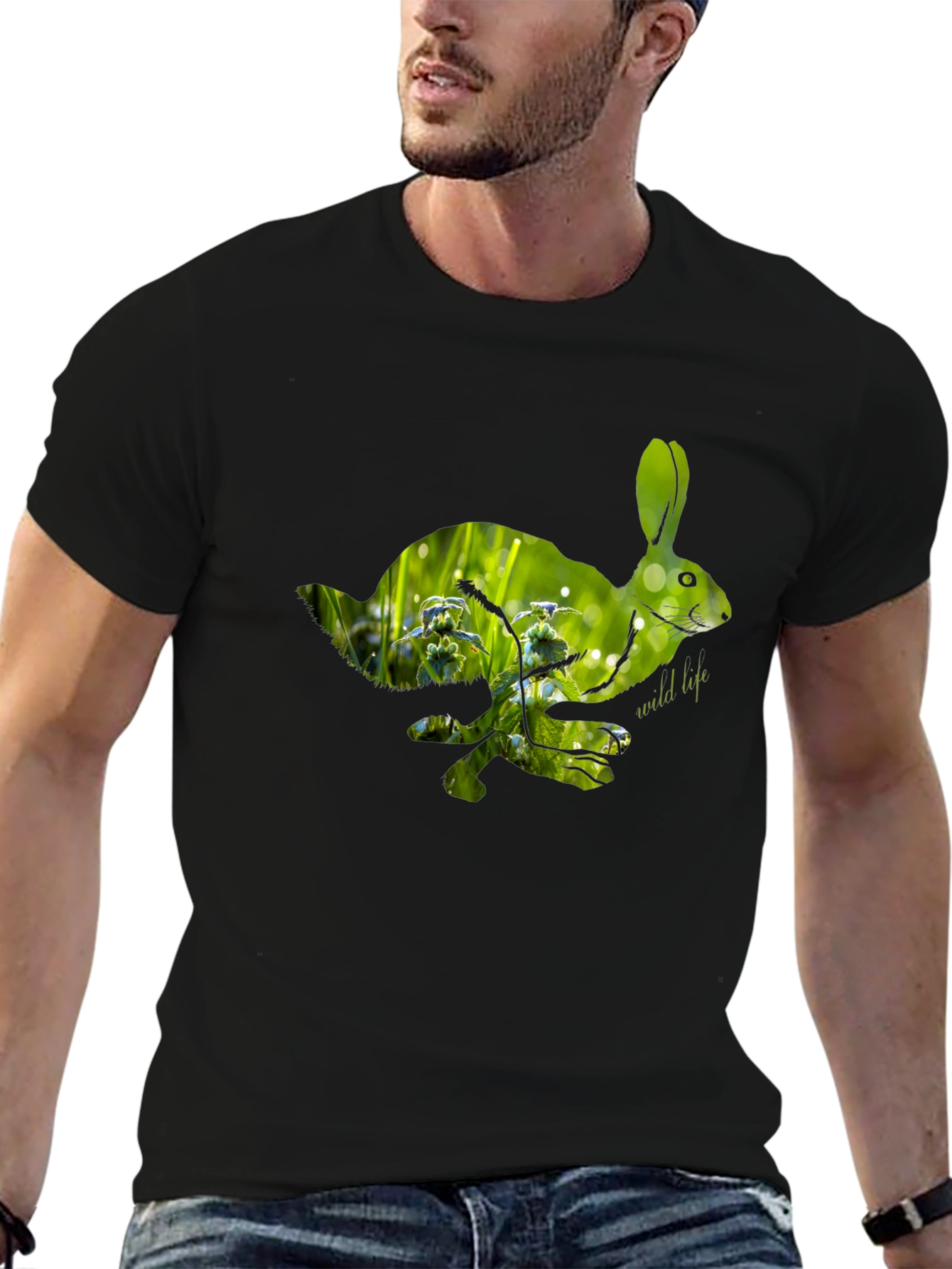 Nature Rabbit Graphic Tee - Wildlife Lovers Shirt