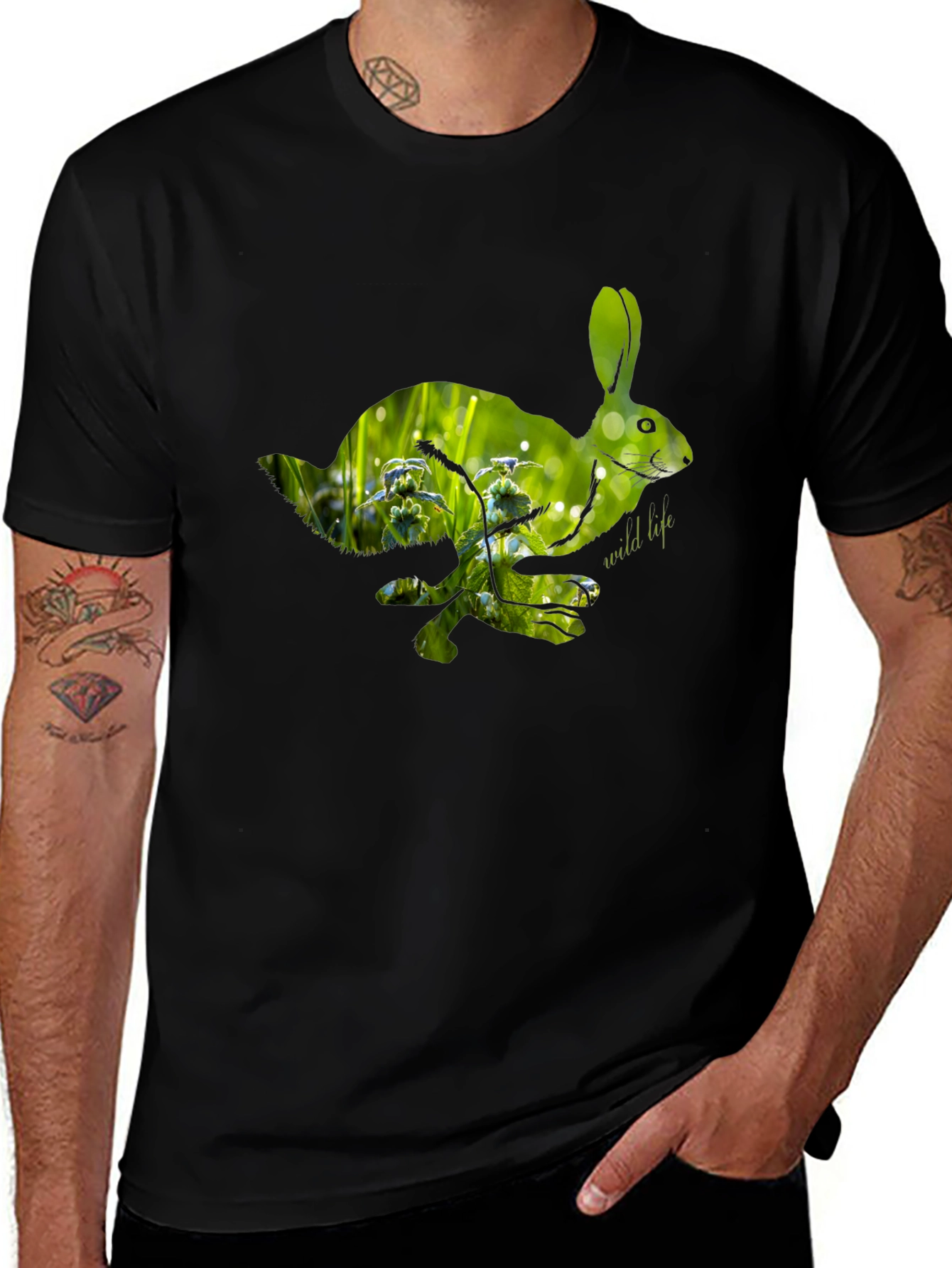 Nature Rabbit Graphic Tee - Wildlife Lovers Shirt
