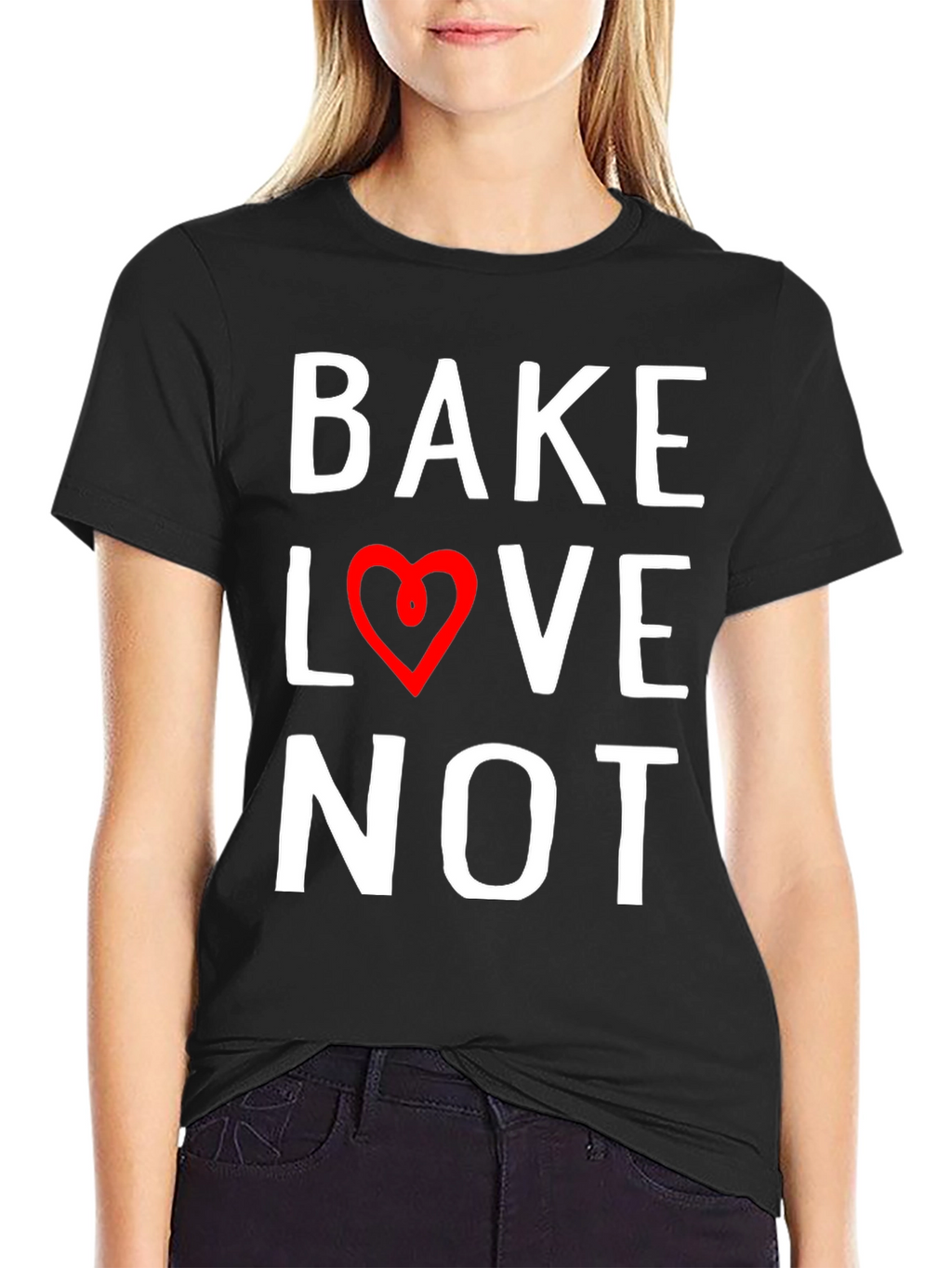 Bake Love Not Graphic Tee - Stylish Comfort
