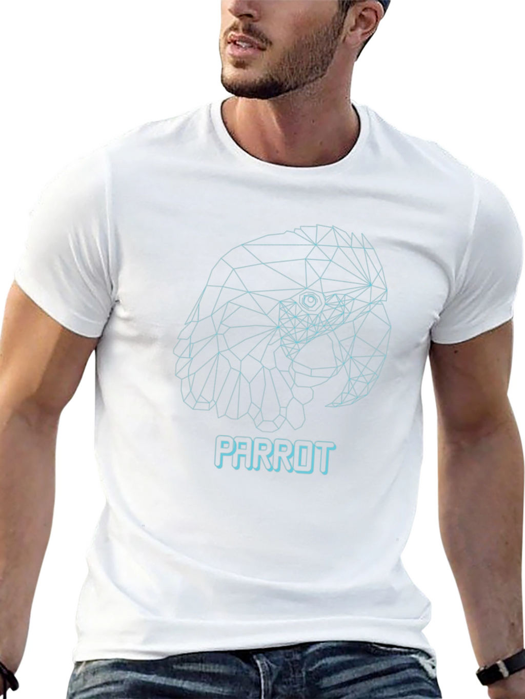 Geometric Parrot T-Shirt - Modern Minimalist Design