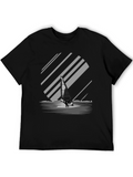 Windsurfer Graphic Tee - Black Cotton Blend T-Shirt
