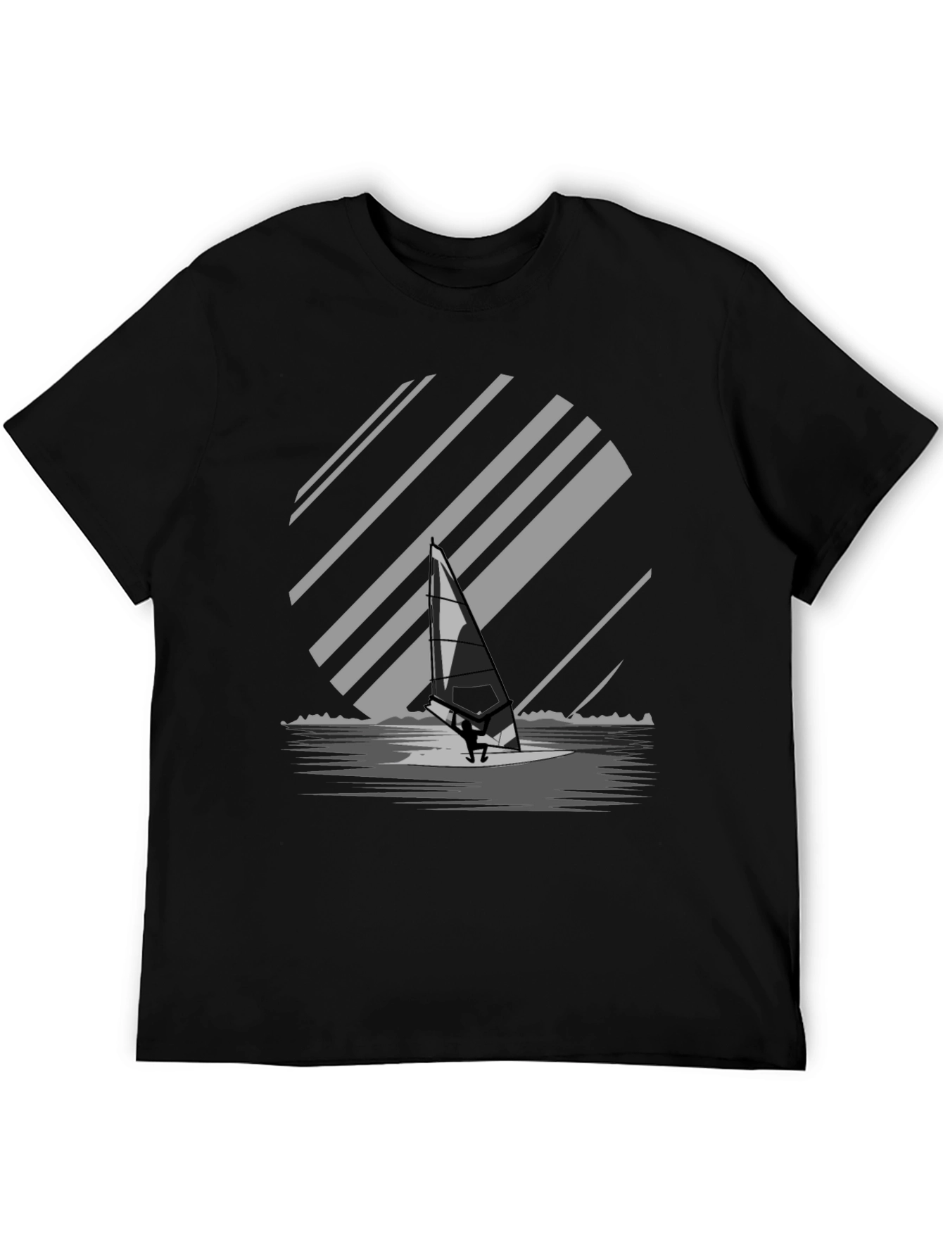 Windsurfer Graphic Tee - Black Cotton Blend T-Shirt