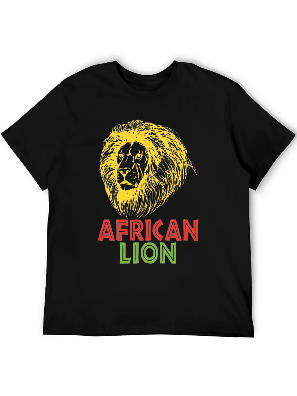 African Lion Graphic Tee - Bold Black T-Shirt