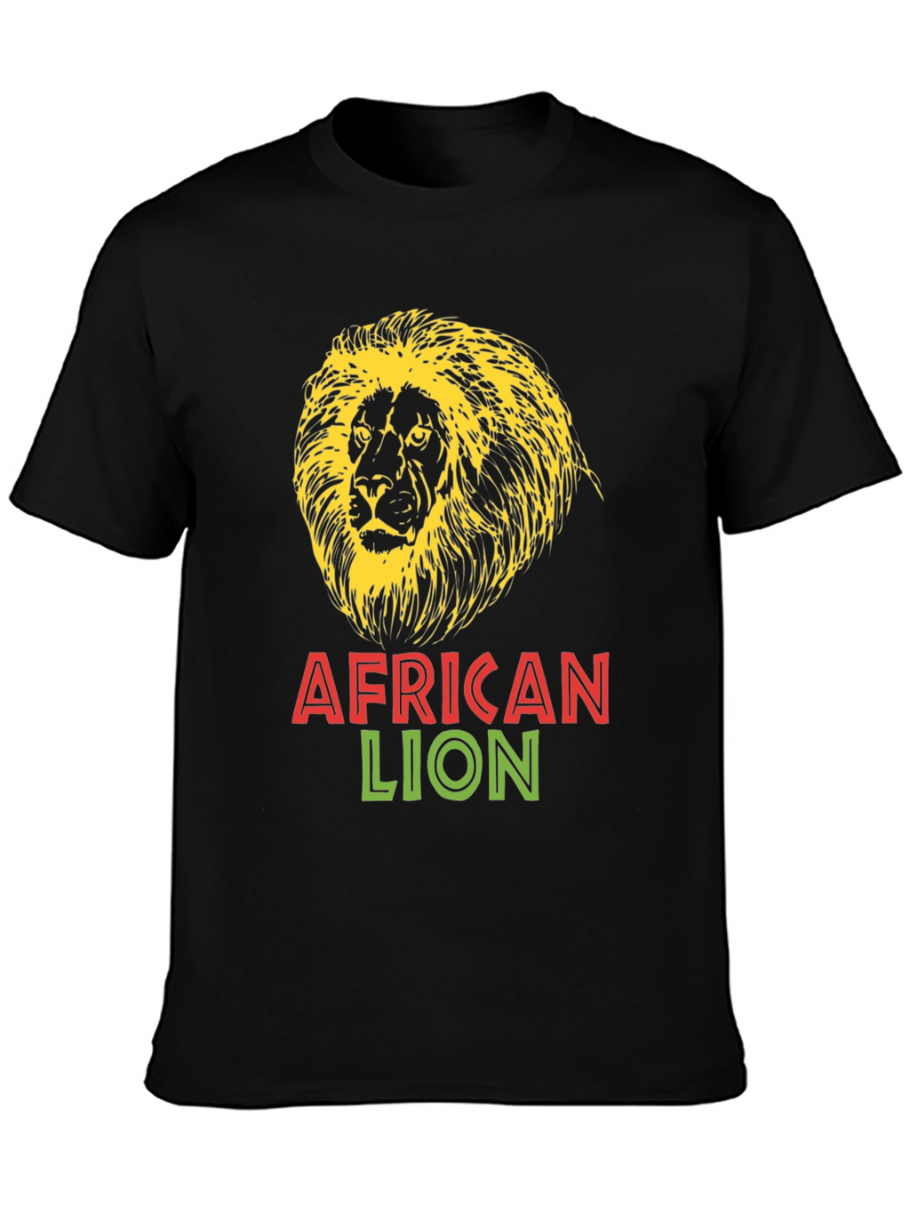 African Lion Graphic Tee - Bold Black T-Shirt