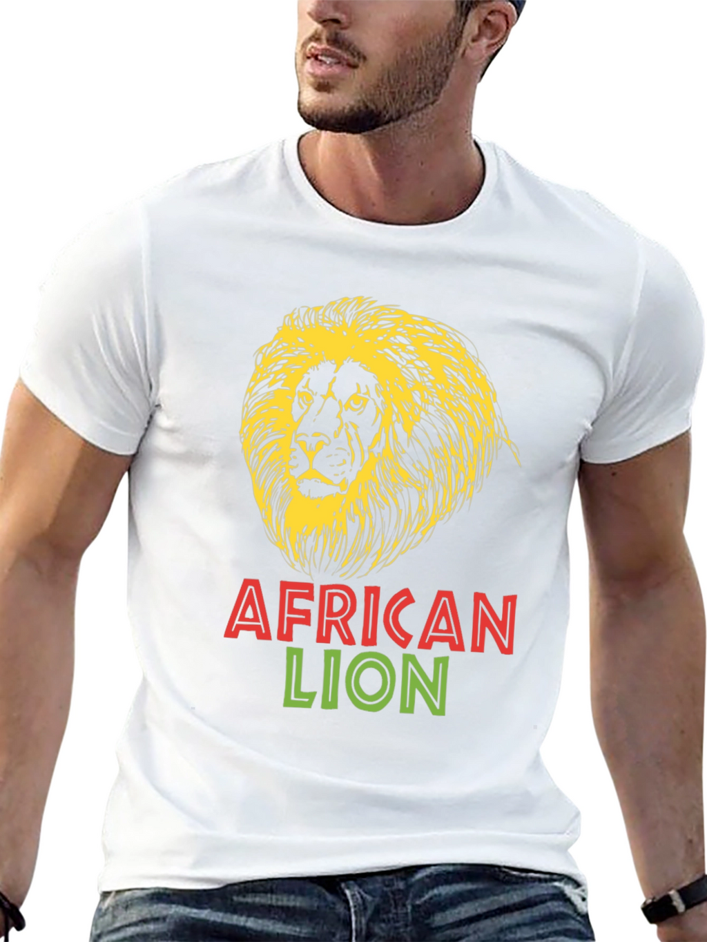 African Lion Graphic Tee - Bold Black T-Shirt