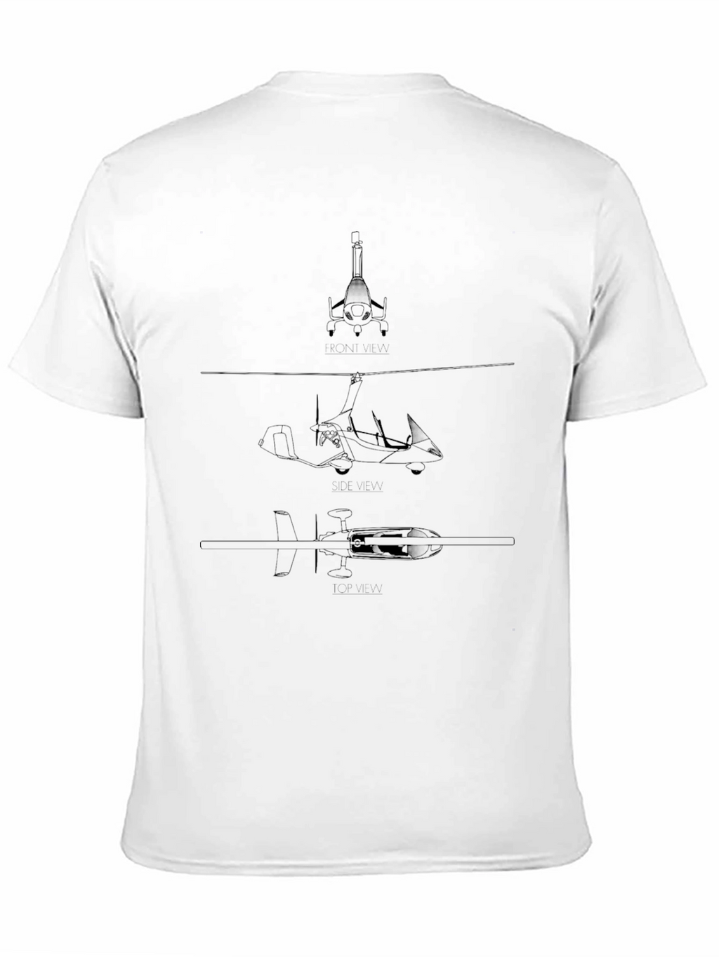 Black Gyrocopter Blueprint T-Shirt