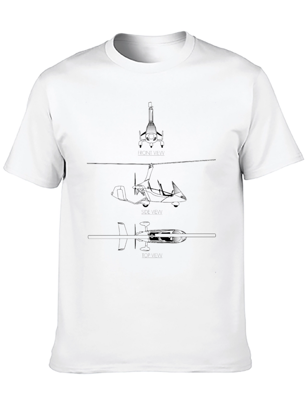 Black Gyrocopter Blueprint T-Shirt